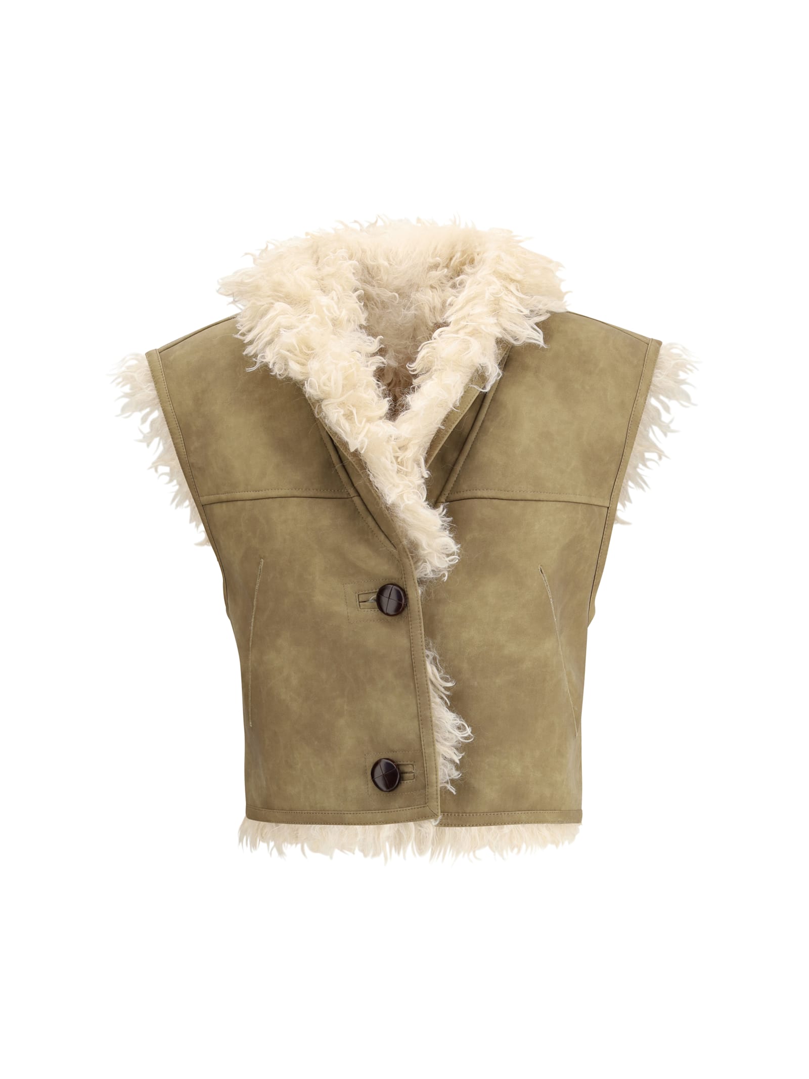 Isabel Marant Étoile Shearling Faux Leather Clara Gilet In Brown