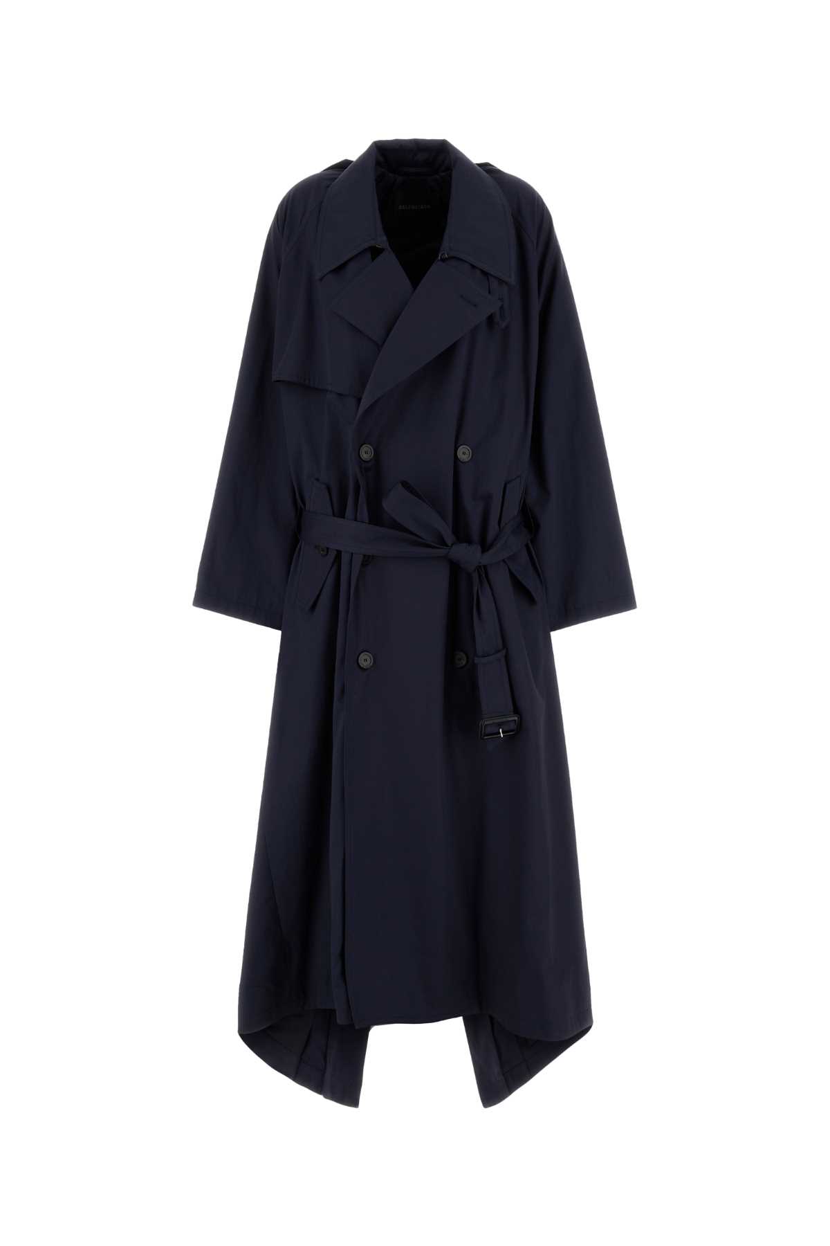 Balenciaga Navy Blue Cotton Oversize Trench Coat