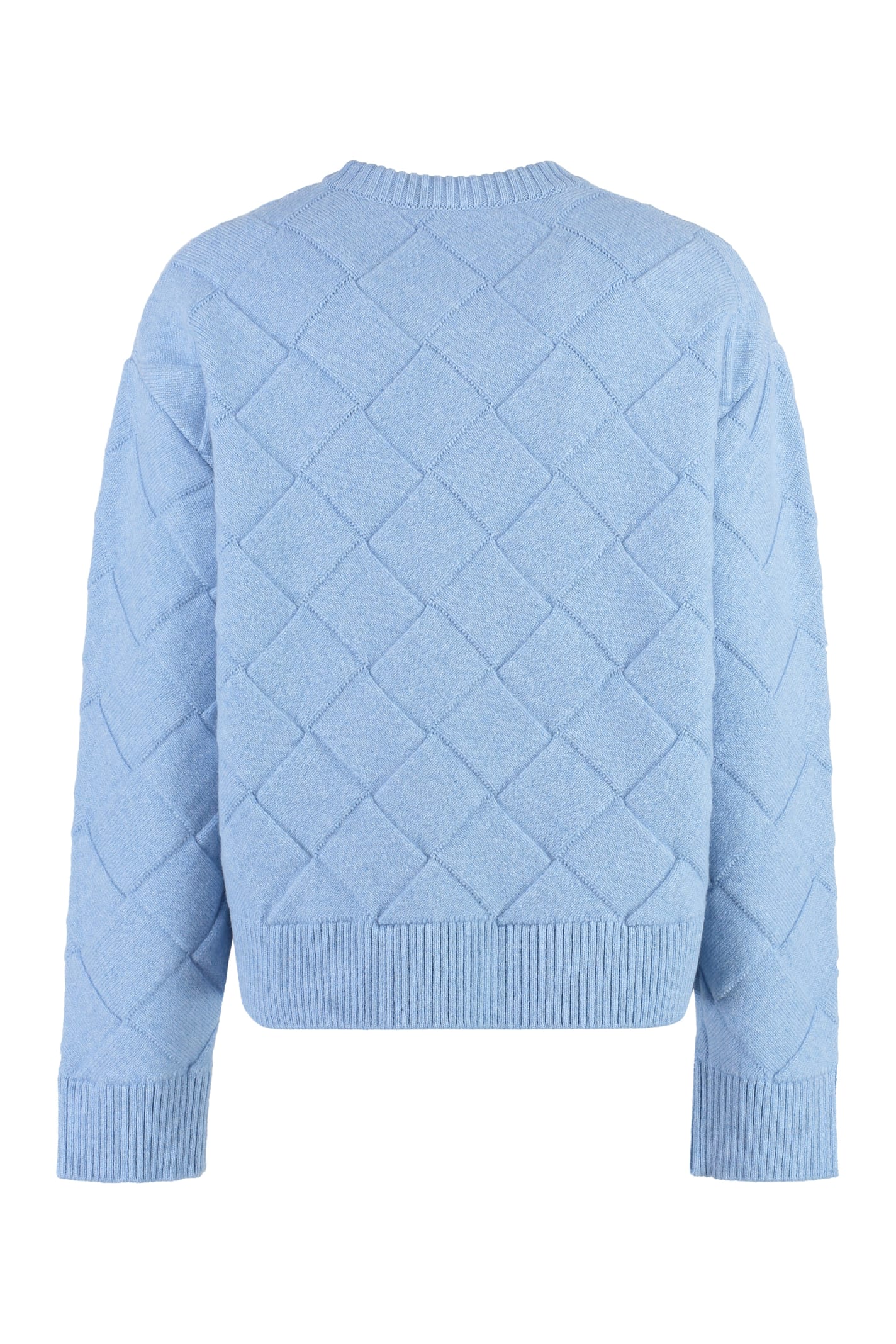 Shop Bottega Veneta Crew-neck Wool Sweater In Light Blue