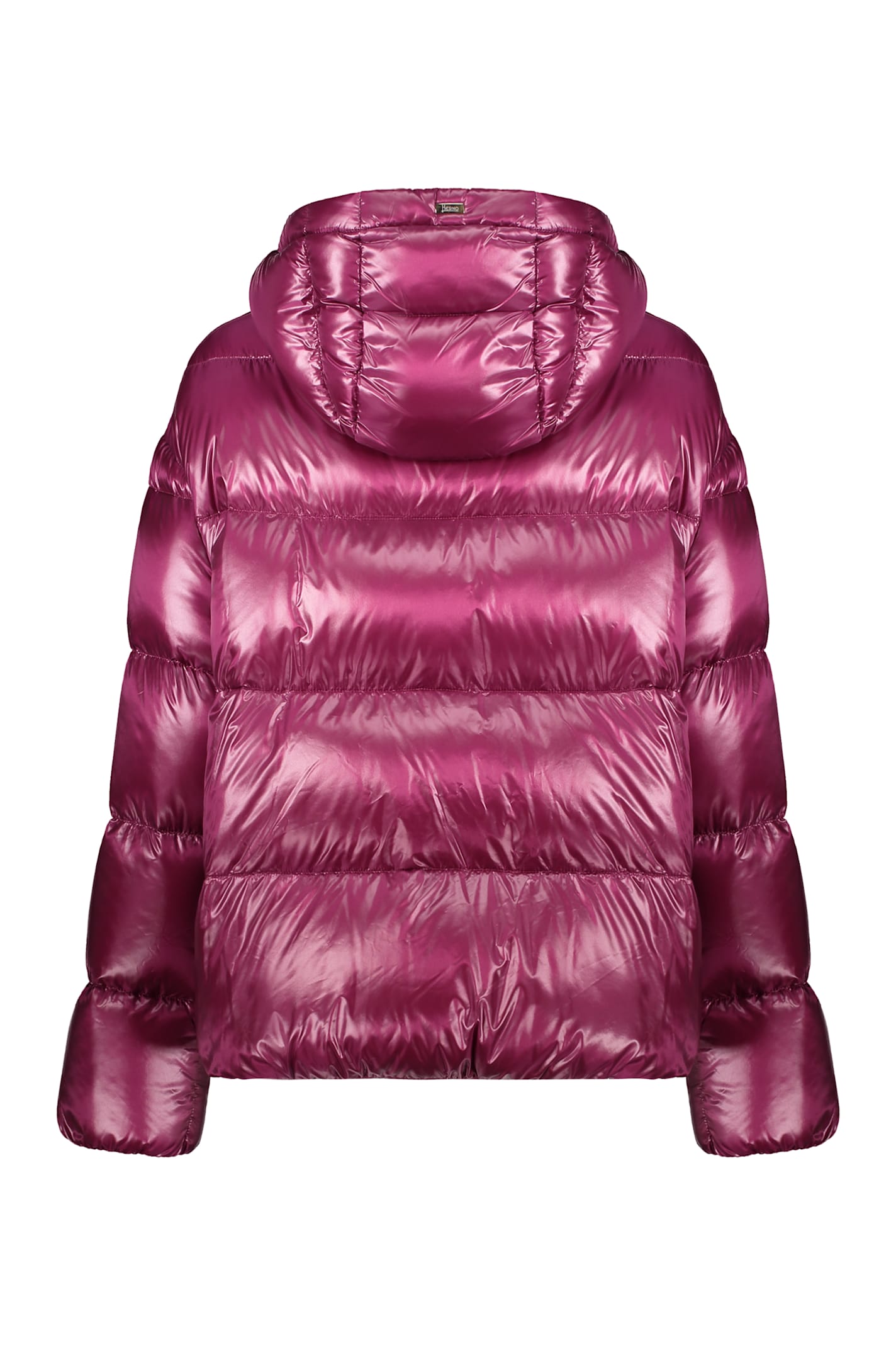 Herno Hooded Short Down Jacket In Red-purple Or Grape