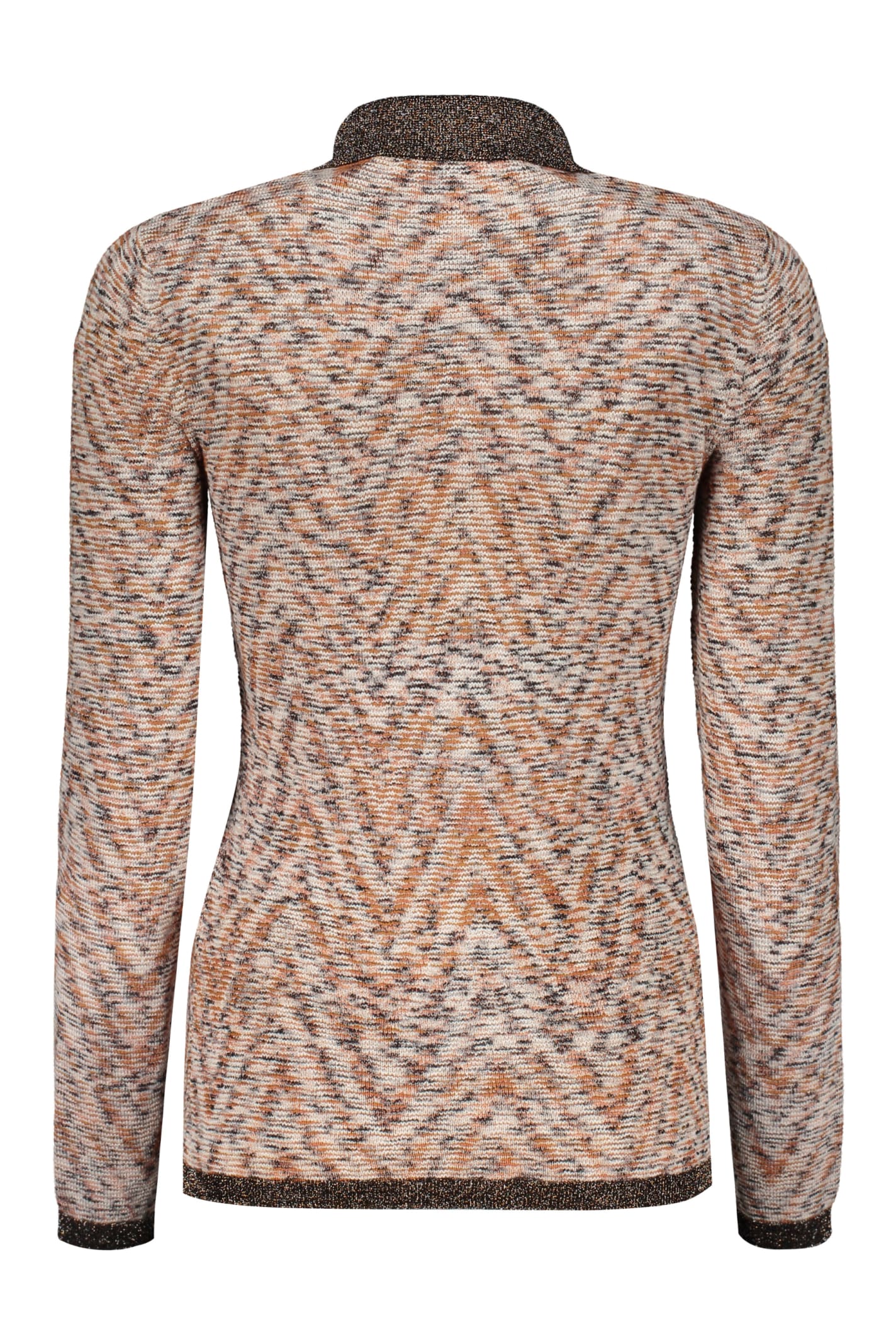 Shop Missoni Knitted Wool Polo Shirt In Brown