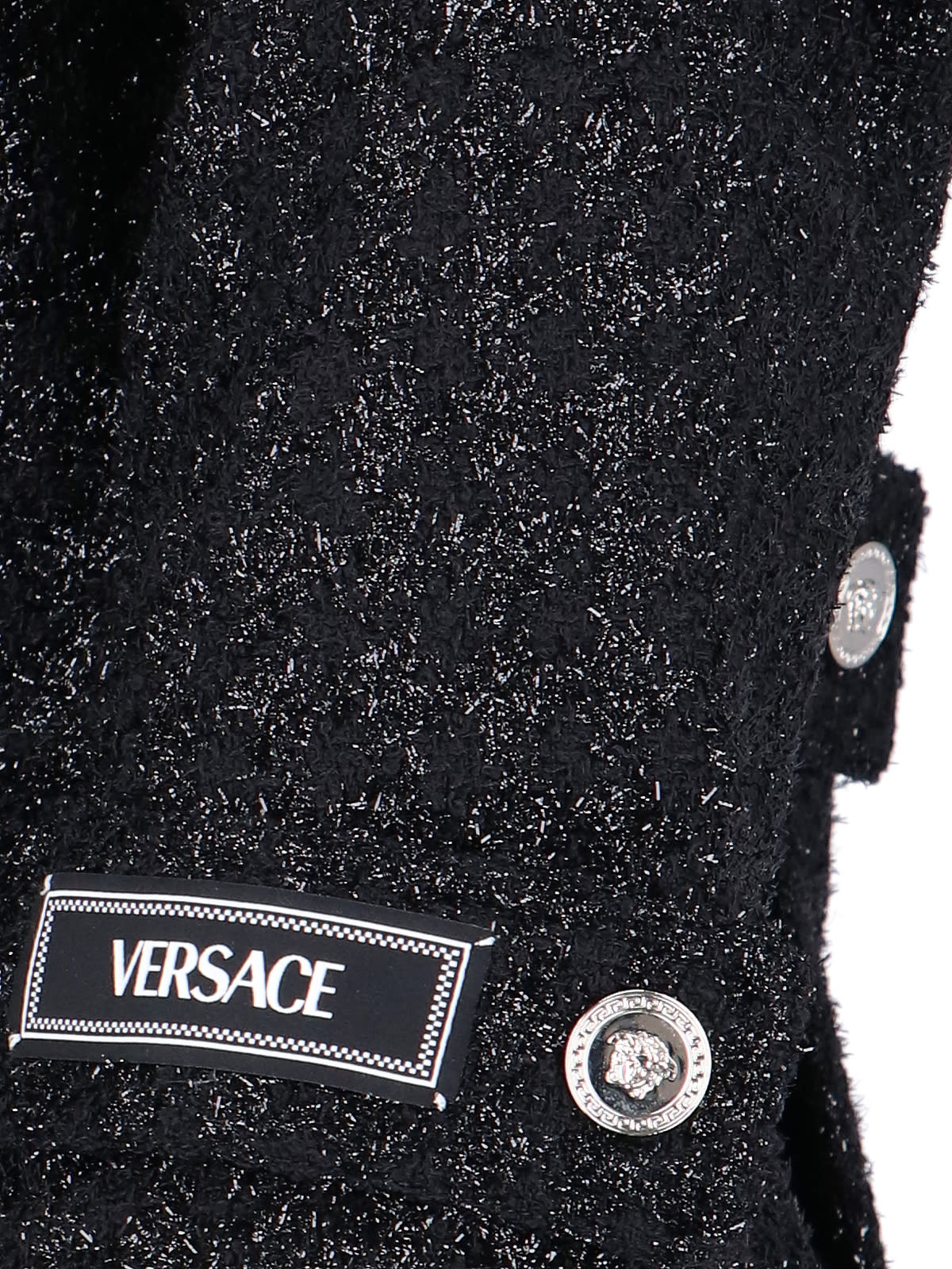 Versace Lurex Tweed Jacket In Black