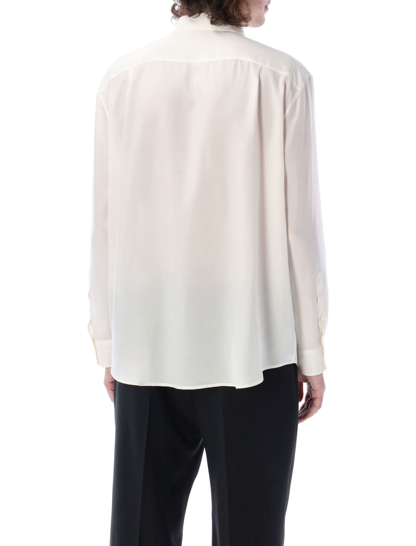 Valentino Smoking Silk Shirt In Ivory
