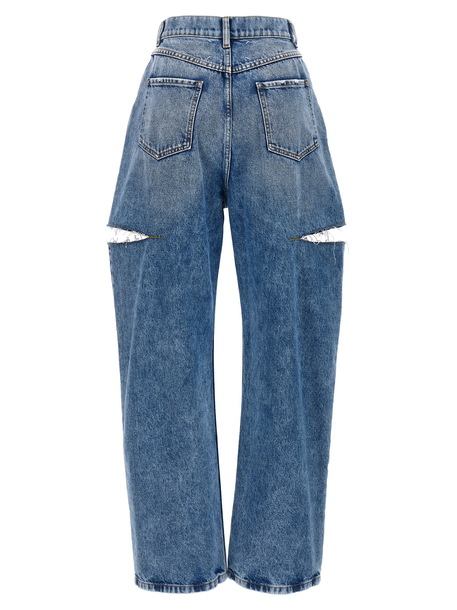 Shop Maison Margiela Cut-out Jeans In Light Blue