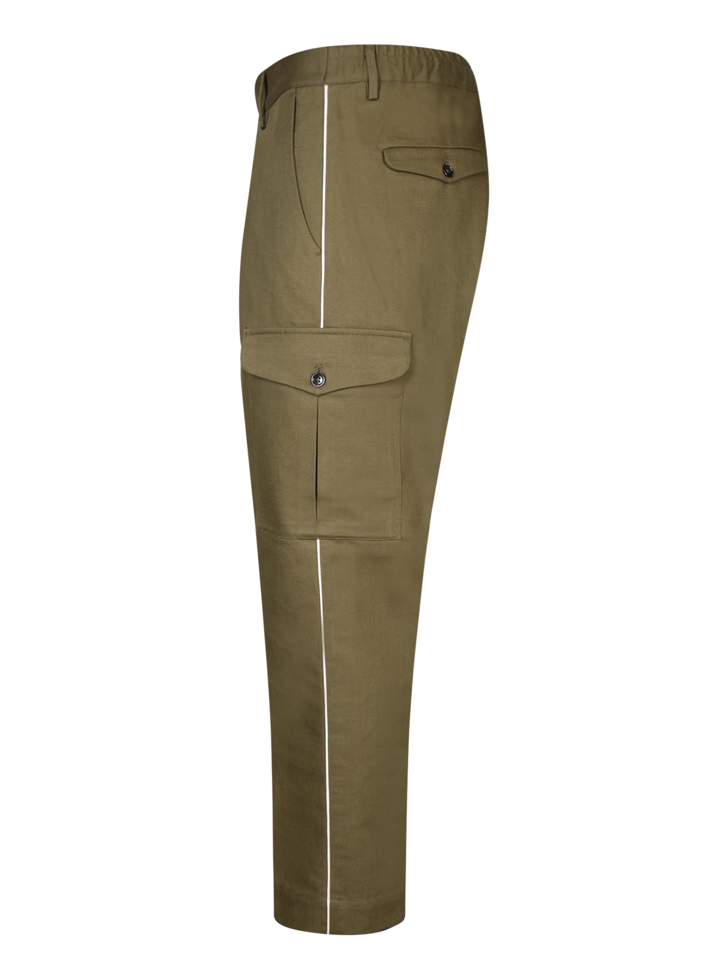 Shop Nine In The Morning Military Green Linen Cargo Trousers