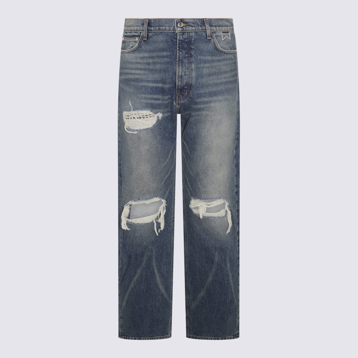 Rhude Indigo Denim Used Jeans In Blue