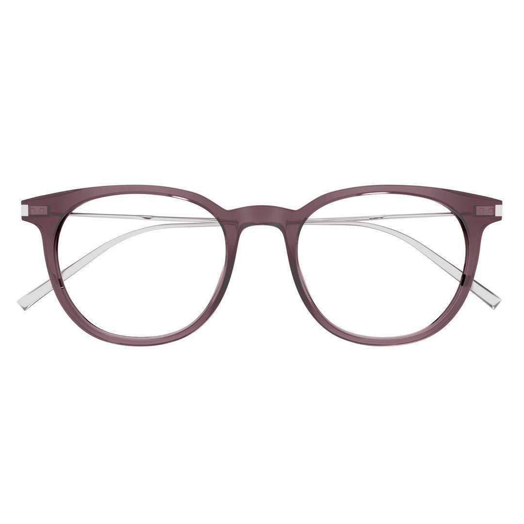 Saint Laurent Round Frame Glasses In 004 Brown Silver Transpar