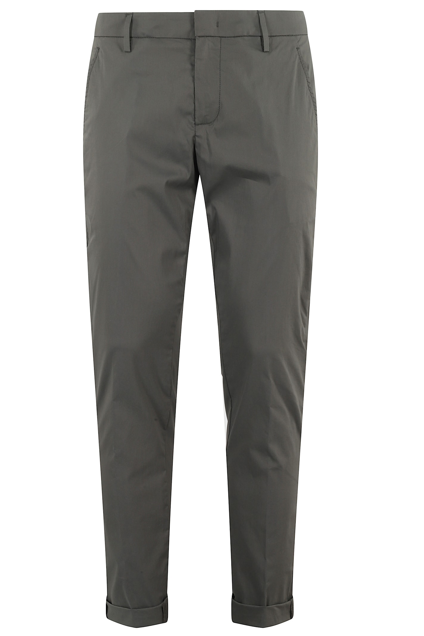 Dondup Gaubert Trousers In Wool Canvas In Grigioverde Scuro