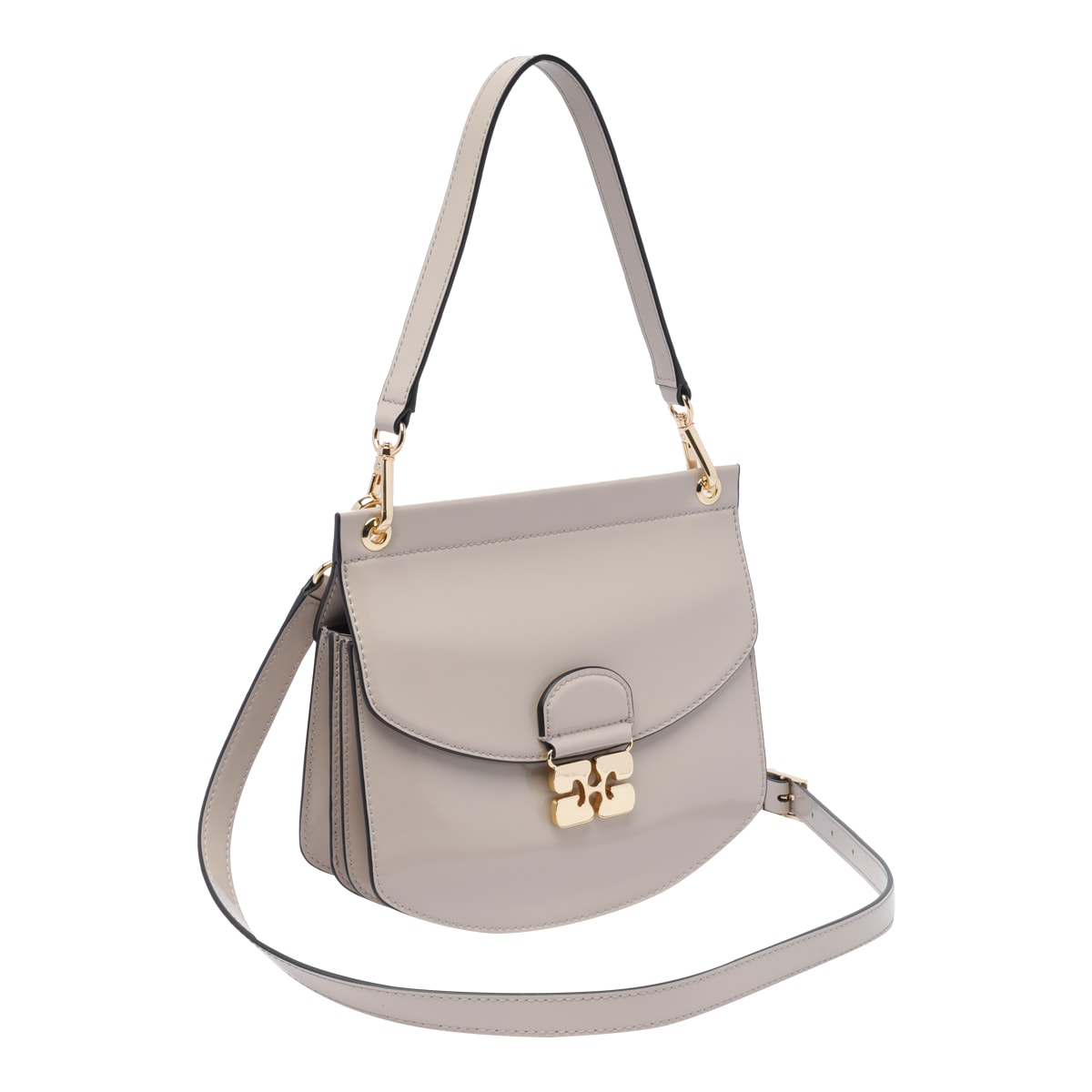 Shop Ganni Small Apo-g Crossbody Bag In Grey