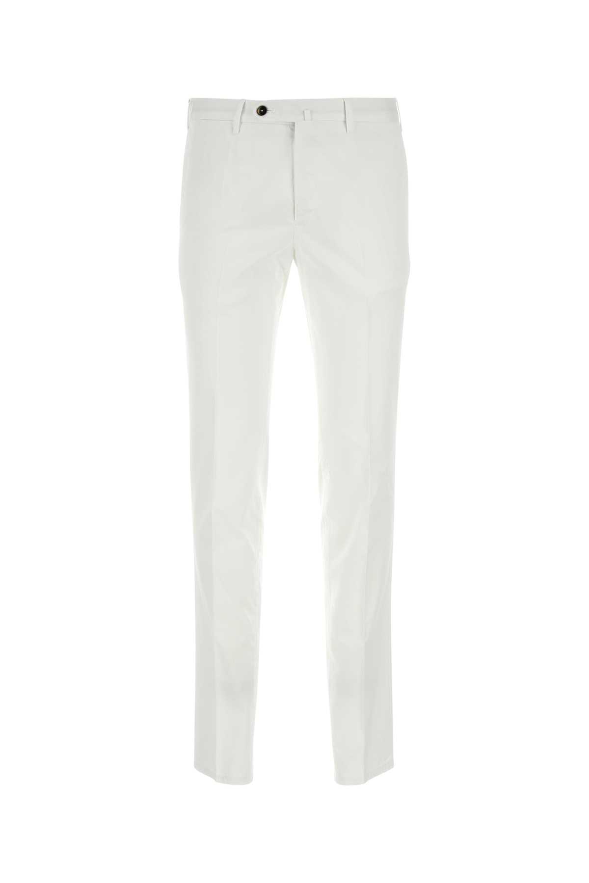 Pt Torino Silkochino Pant With Back Slit And Belt Loops In Bianco