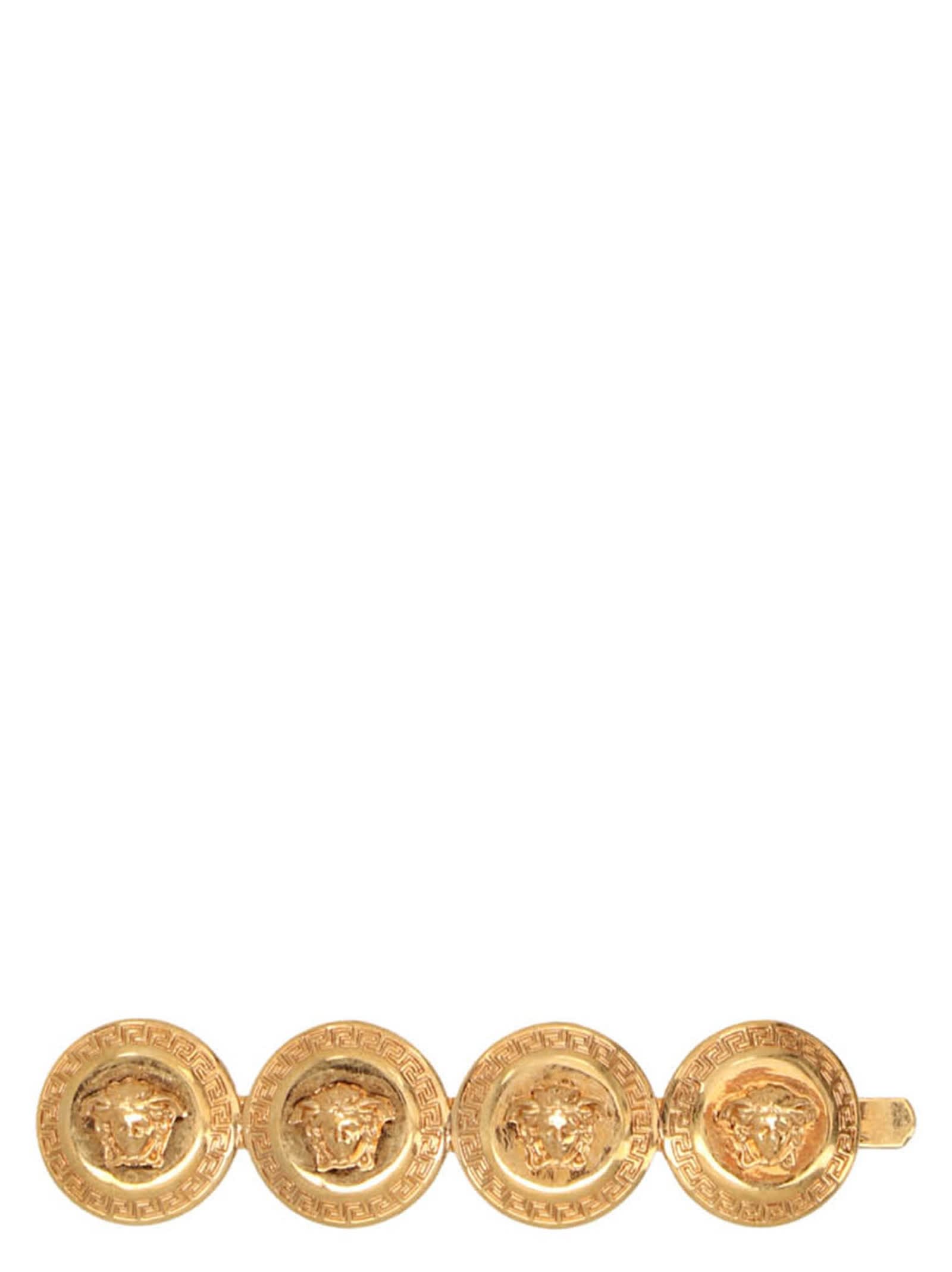 Shop Versace Medusa Tribute Hair Pin In Golden