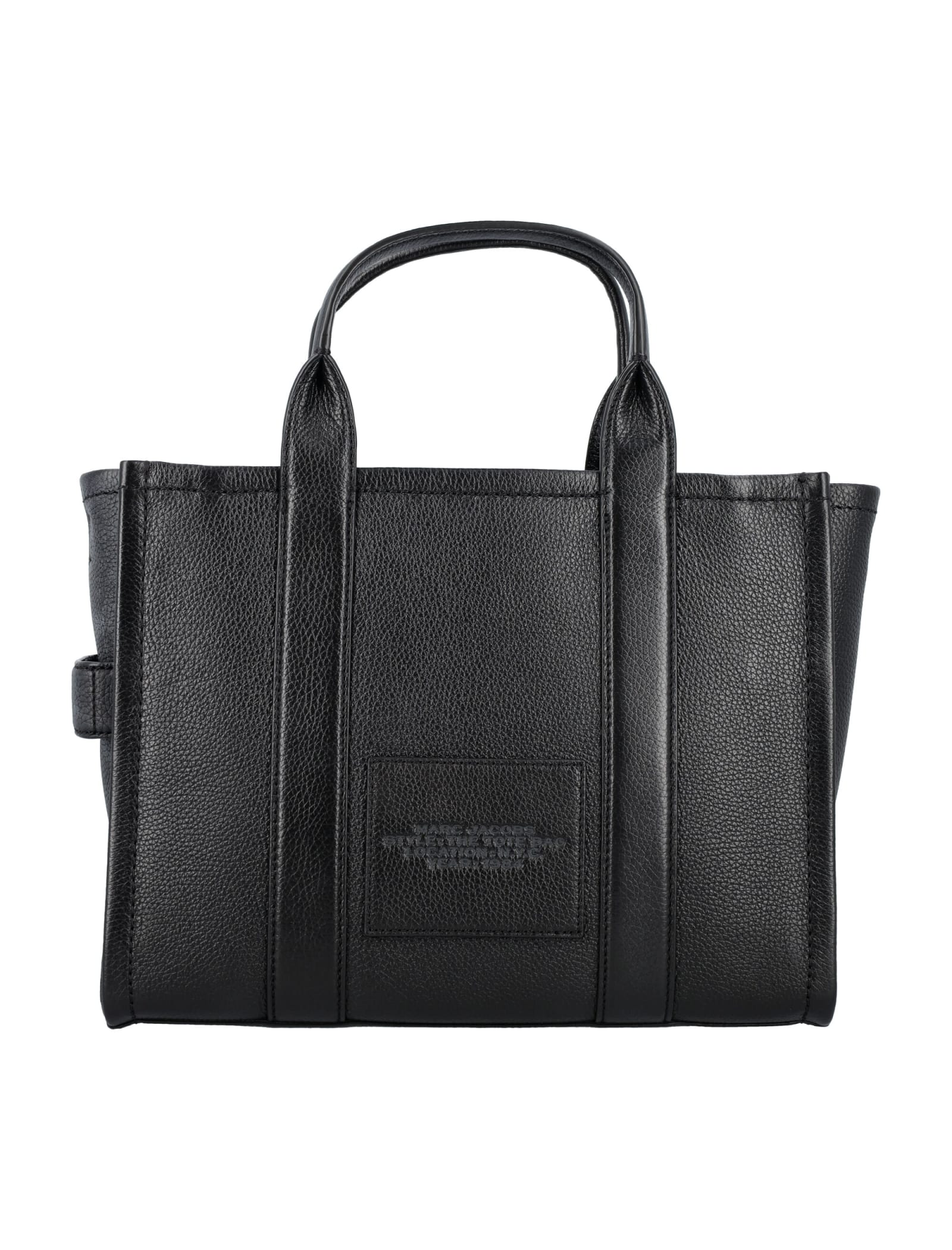 Shop Marc Jacobs The Leather Medium Tote Bag In Black