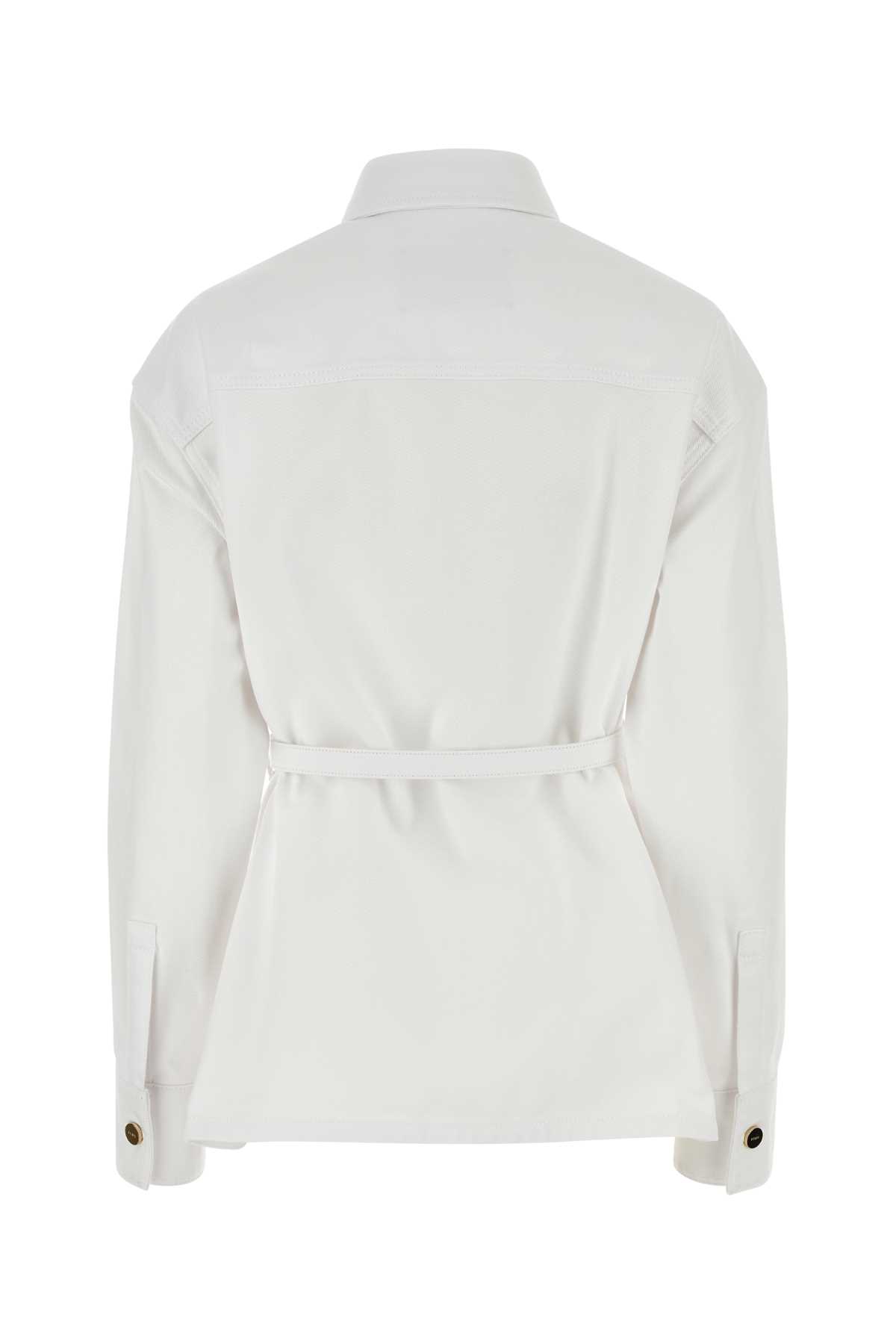 Shop Fendi White Denim Jacket