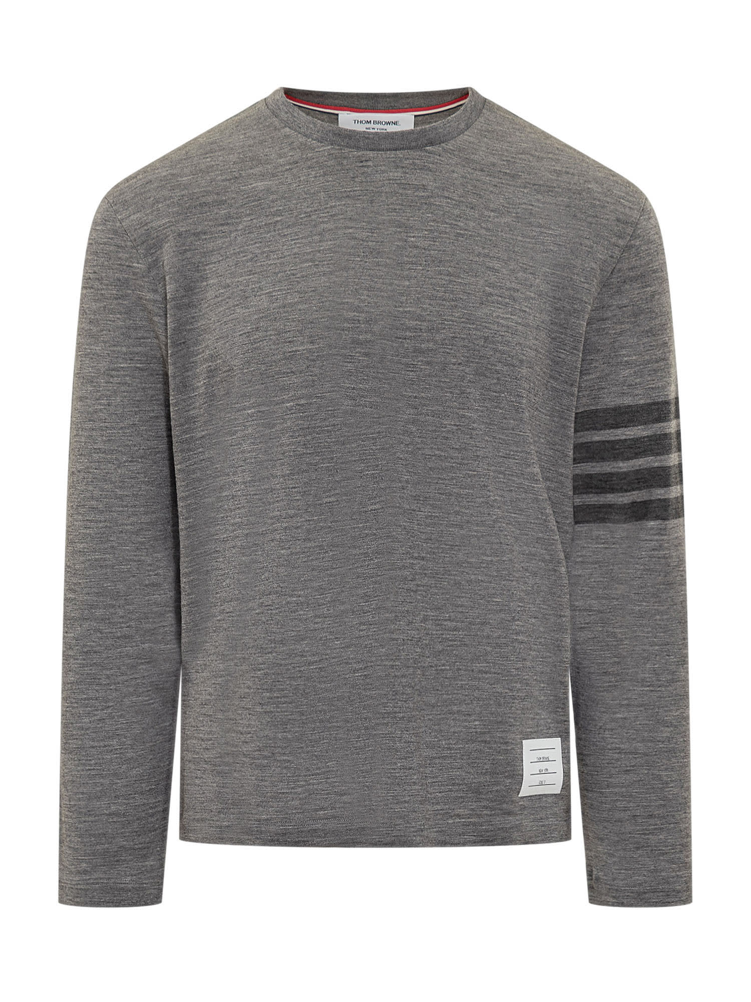 Shop Thom Browne Wool 4-bar T-shirt In Med Grey