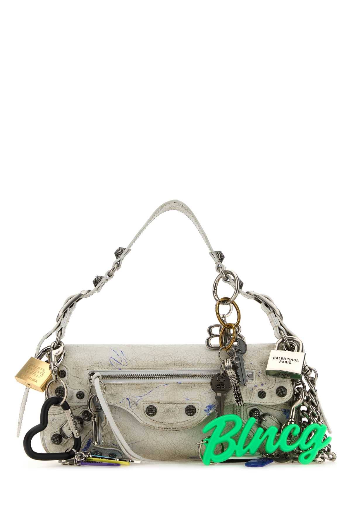 Shop Balenciaga White Leather Small Le Cagole Shoulder Bag In Opticwhite