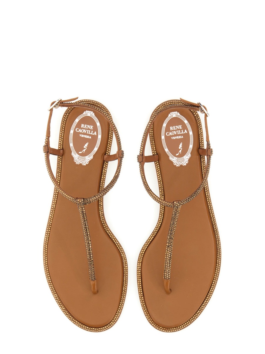 Shop René Caovilla Sandal Diana In Beige