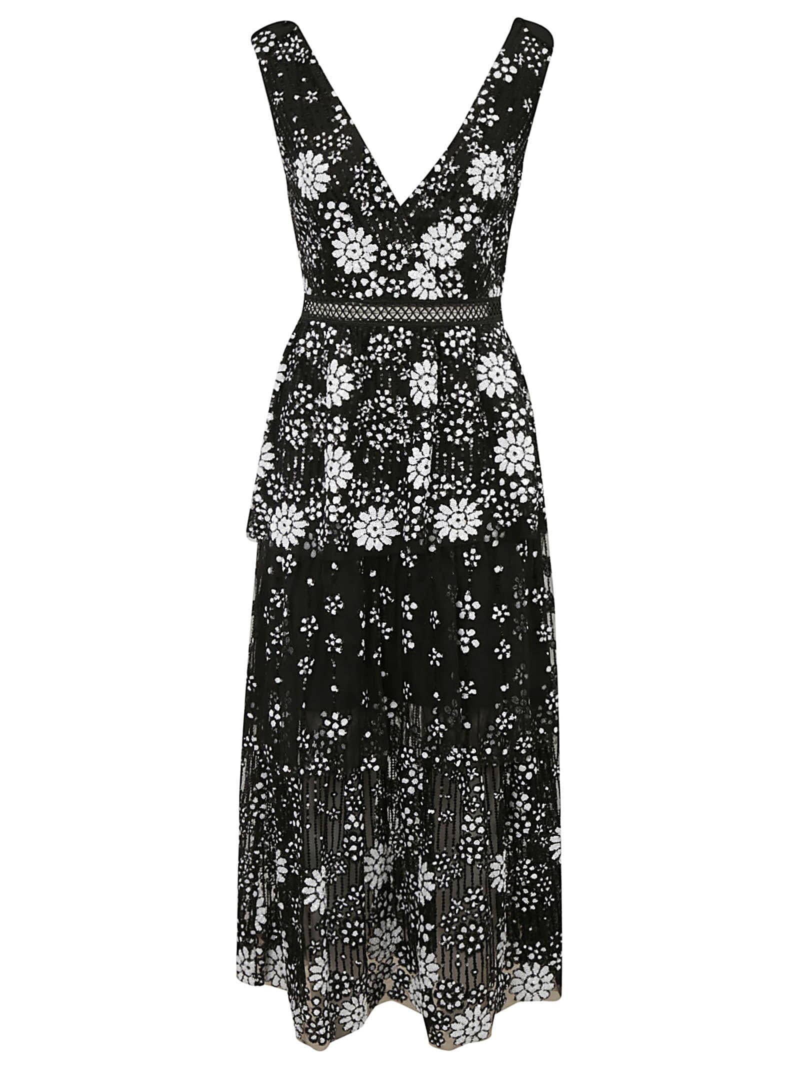 SELF-PORTRAIT STARLET DECO SEQUIN TIERED MIDI DRESS,11255306