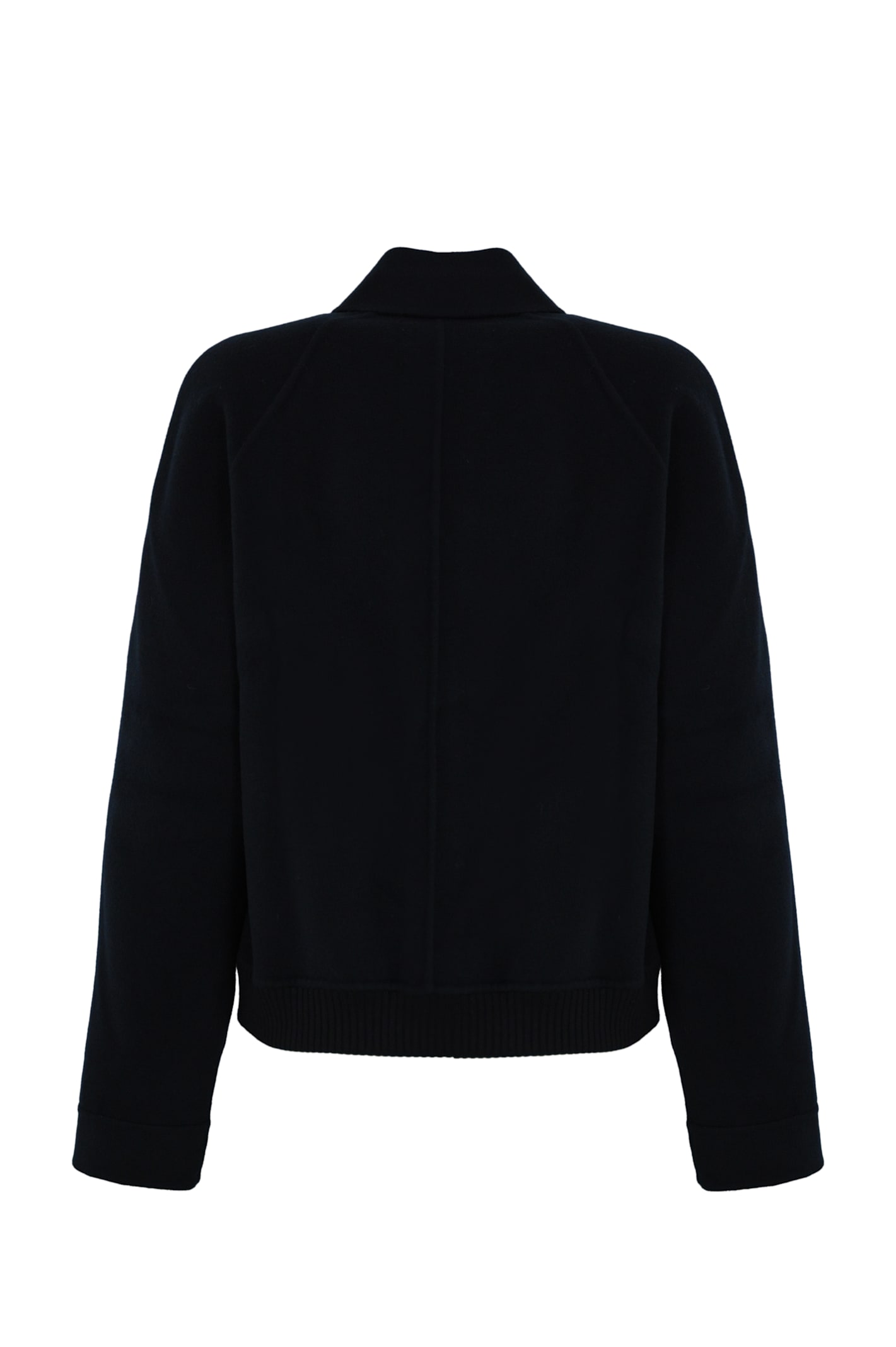 Shop Max Mara Baco Bomber Jacket In Cashmere Wool And Silk In Blu