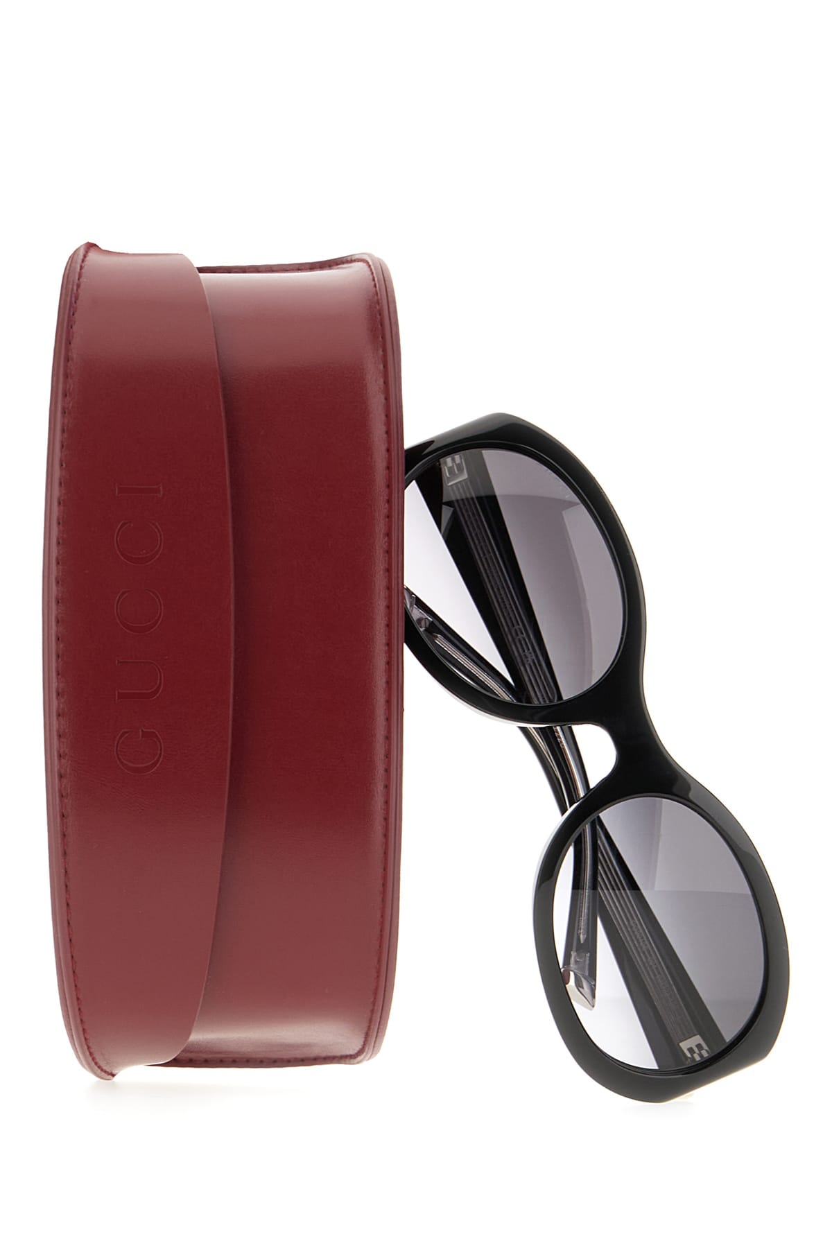 Gucci Acetate Sunglasses With Gradient Lenses And Oval Frame In Black