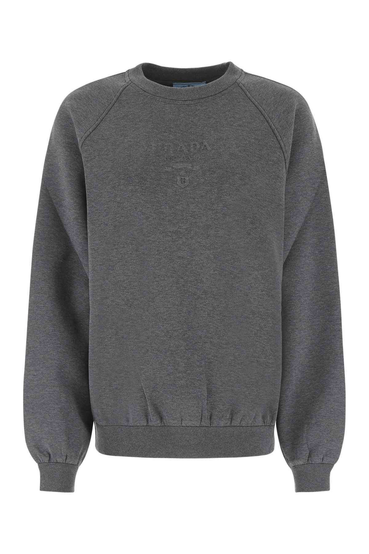 Shop Prada Grey Cotton Blend Oversize Sweatshirt In F0480