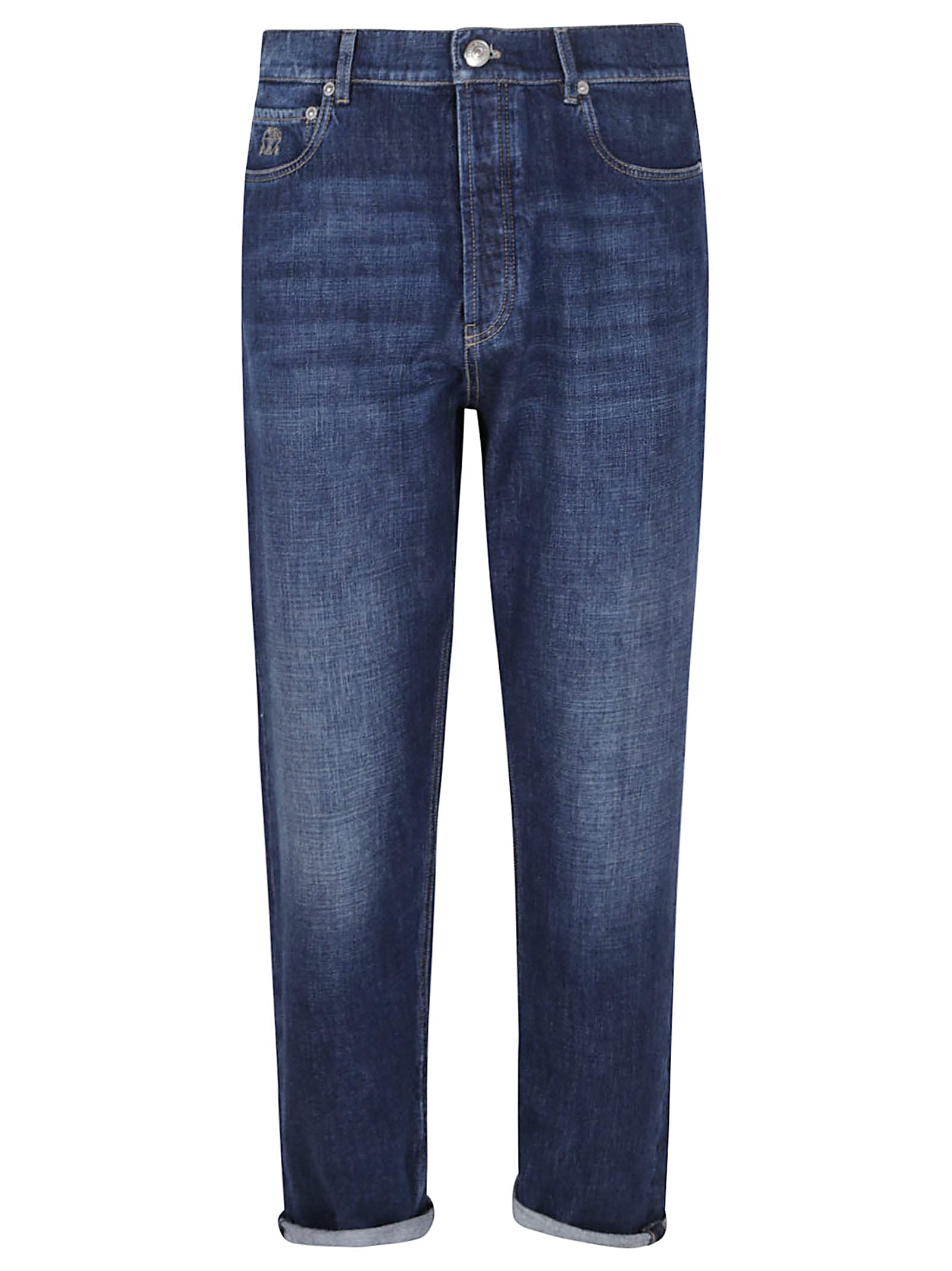 Brunello Cucinelli Rolled Cuff Denim Jeans In Blue