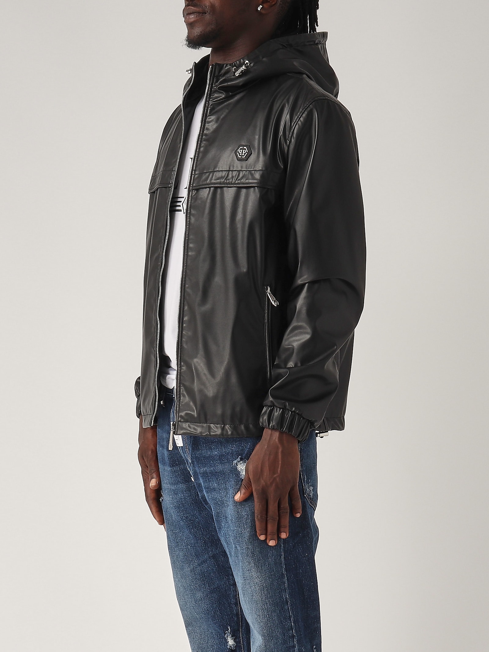 Shop Philipp Plein Windbreaker Jacket In Nero