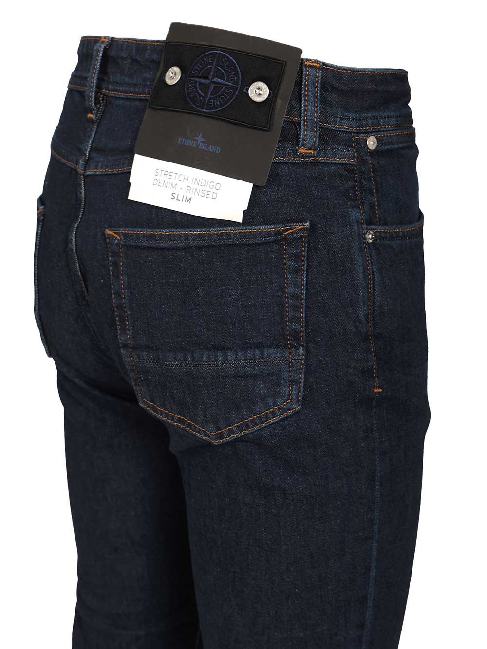 Stone Island Five-pocket Trousers With Belt Loops And Contrast Stitching In Blue
