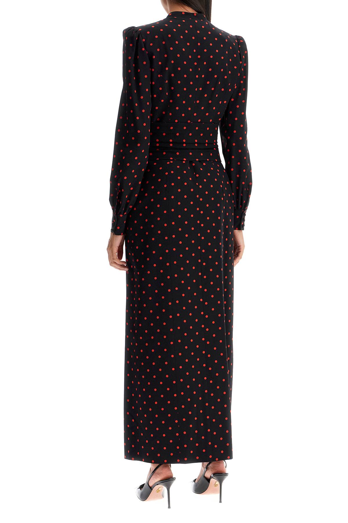 Shop Alessandra Rich Silk Maxi Dress With Polka Dots In Black-red (black)