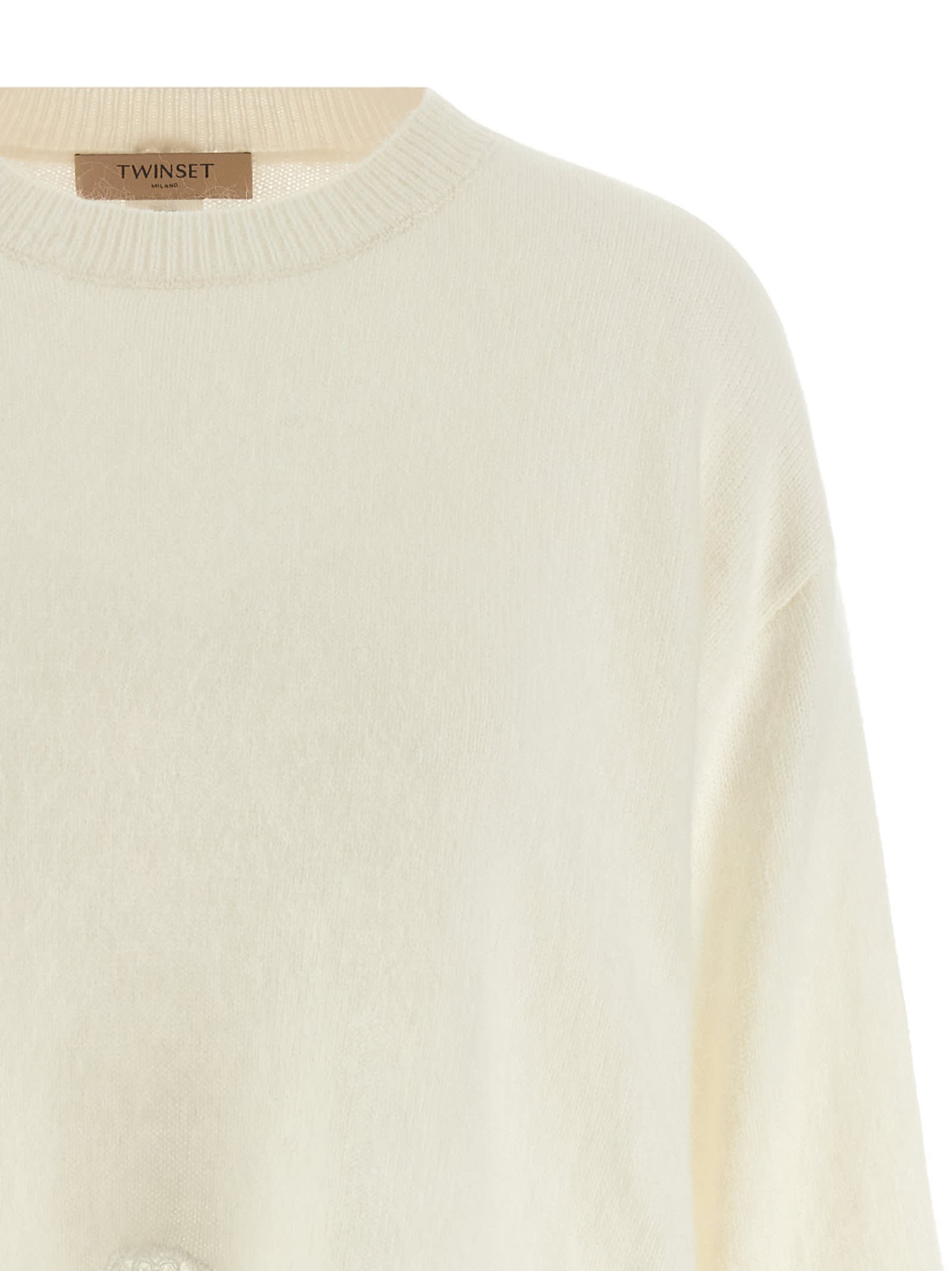 Twinset Lace Insert Sweater In White