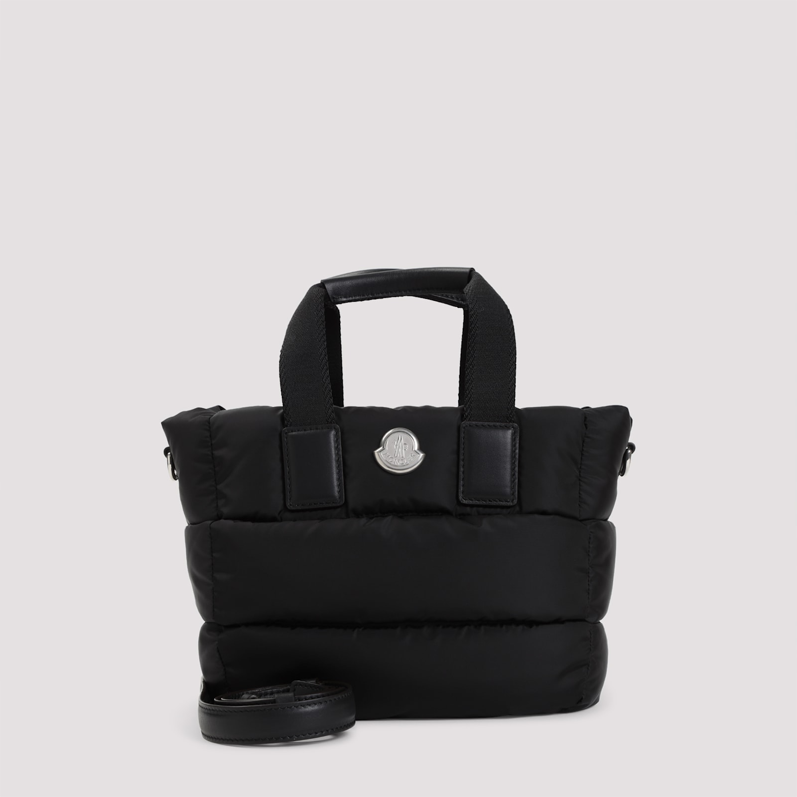 Moncler Mini Caradoc Black Polyamide Tote Bag In Black