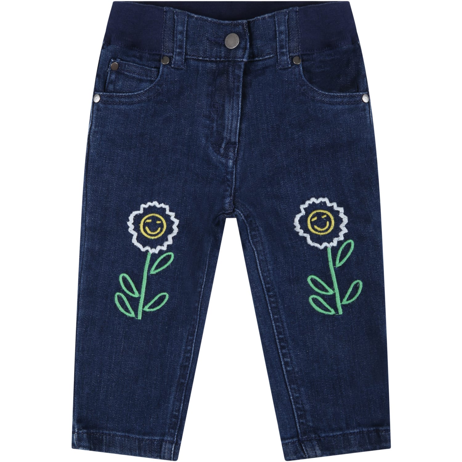 STELLA MCCARTNEY BLUE JEANS FOR BABYKIDS WITH DAISIES,603359 SRK67 4145