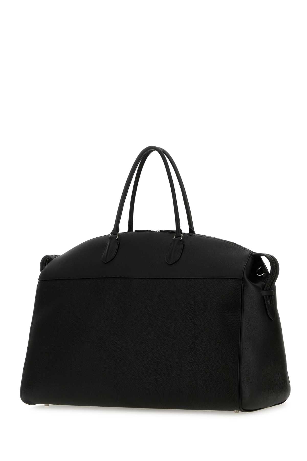 Shop The Row Black Leather George Travel Bag In Blackans