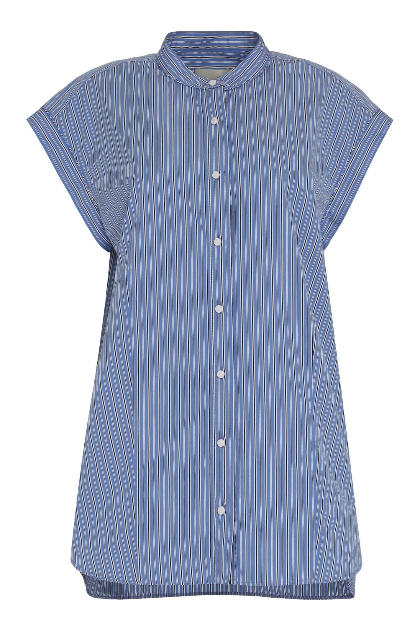 Shop Isabel Marant Reggy Striped Cotton Shirt In Light Blue