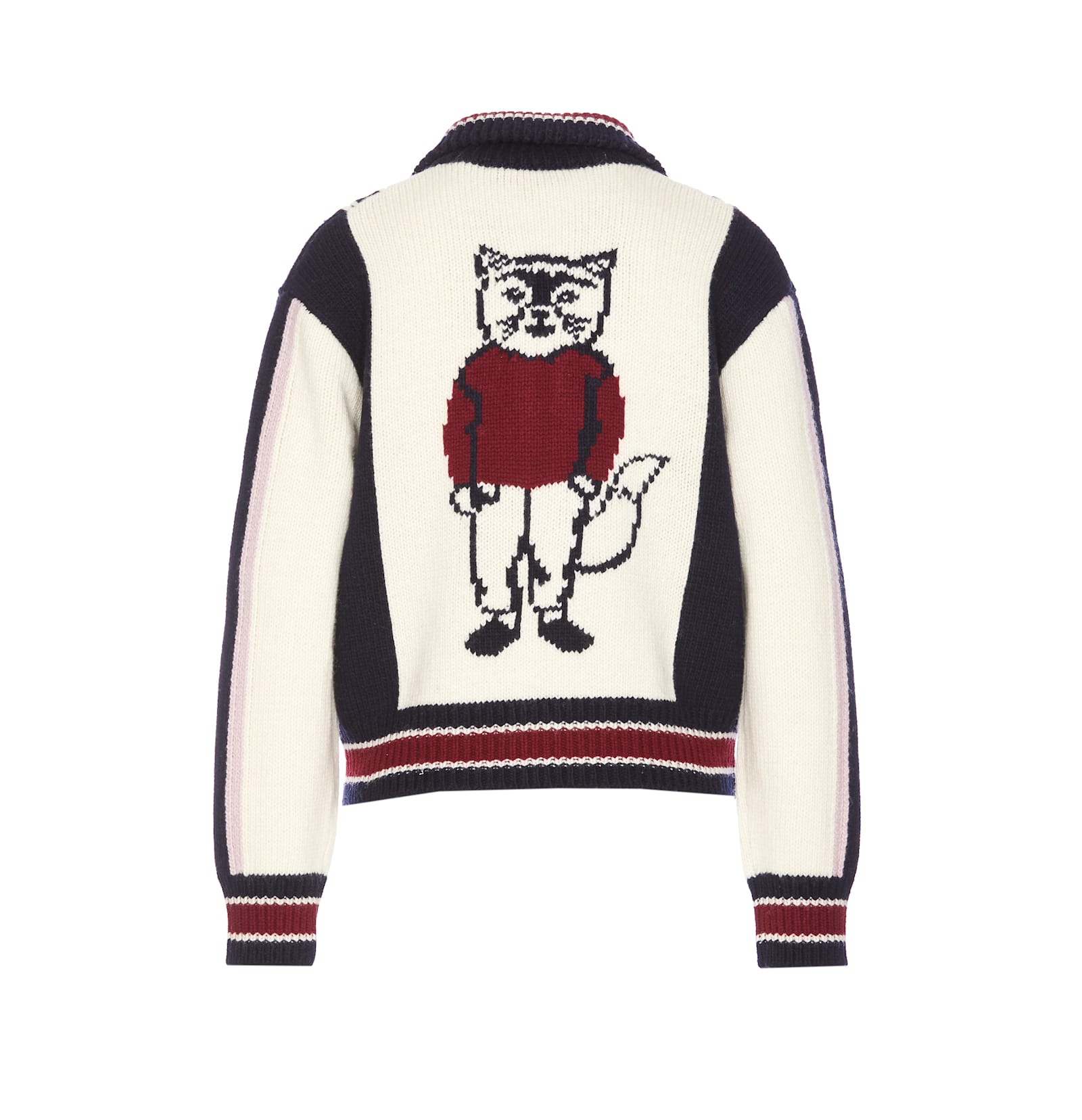 Shop Maison Kitsuné Knitted Collage Blouson In White