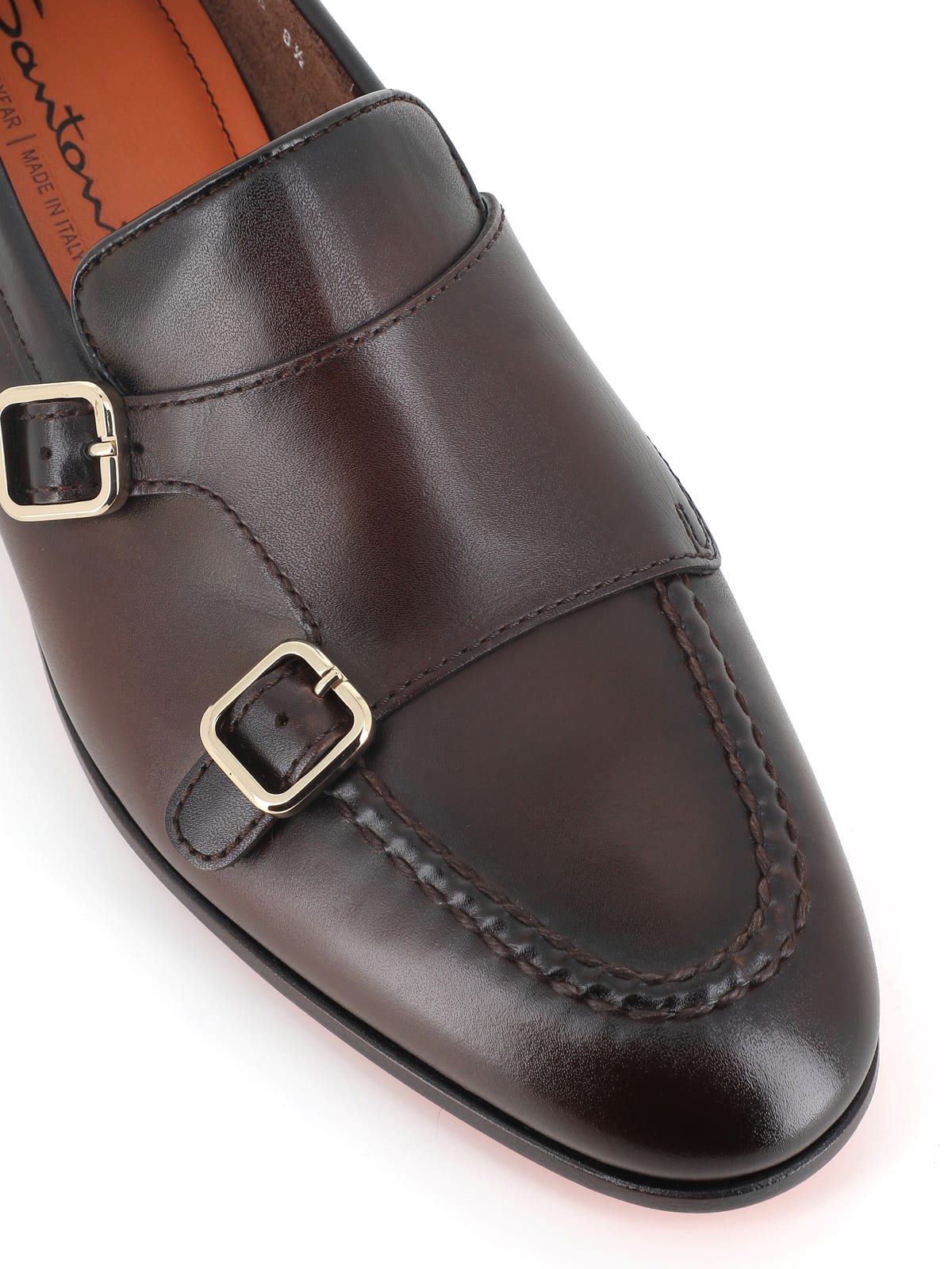 Shop Santoni Buckle Loafer In Brown