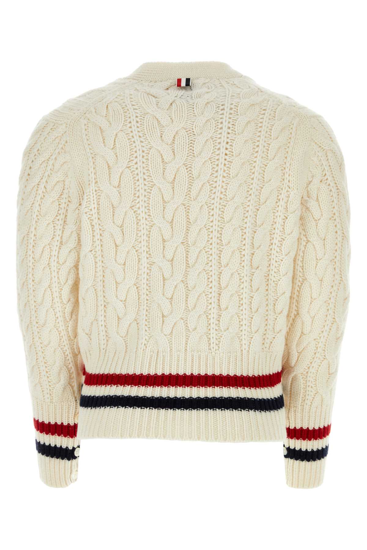 Shop Thom Browne Ivory Cashmere Cardigan In White