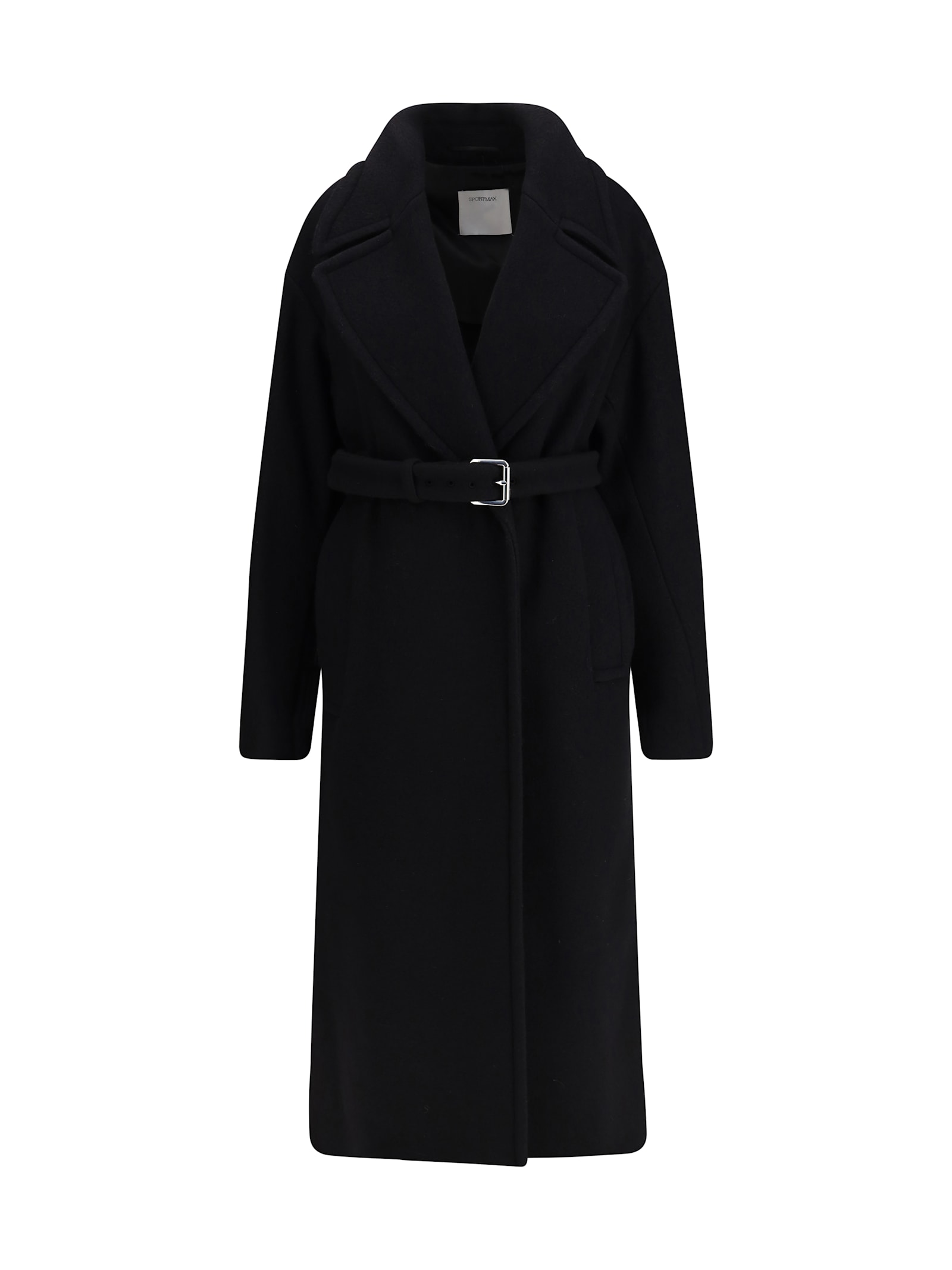 Sportmax Zebra Coat Double-faced Pure Wool In Black