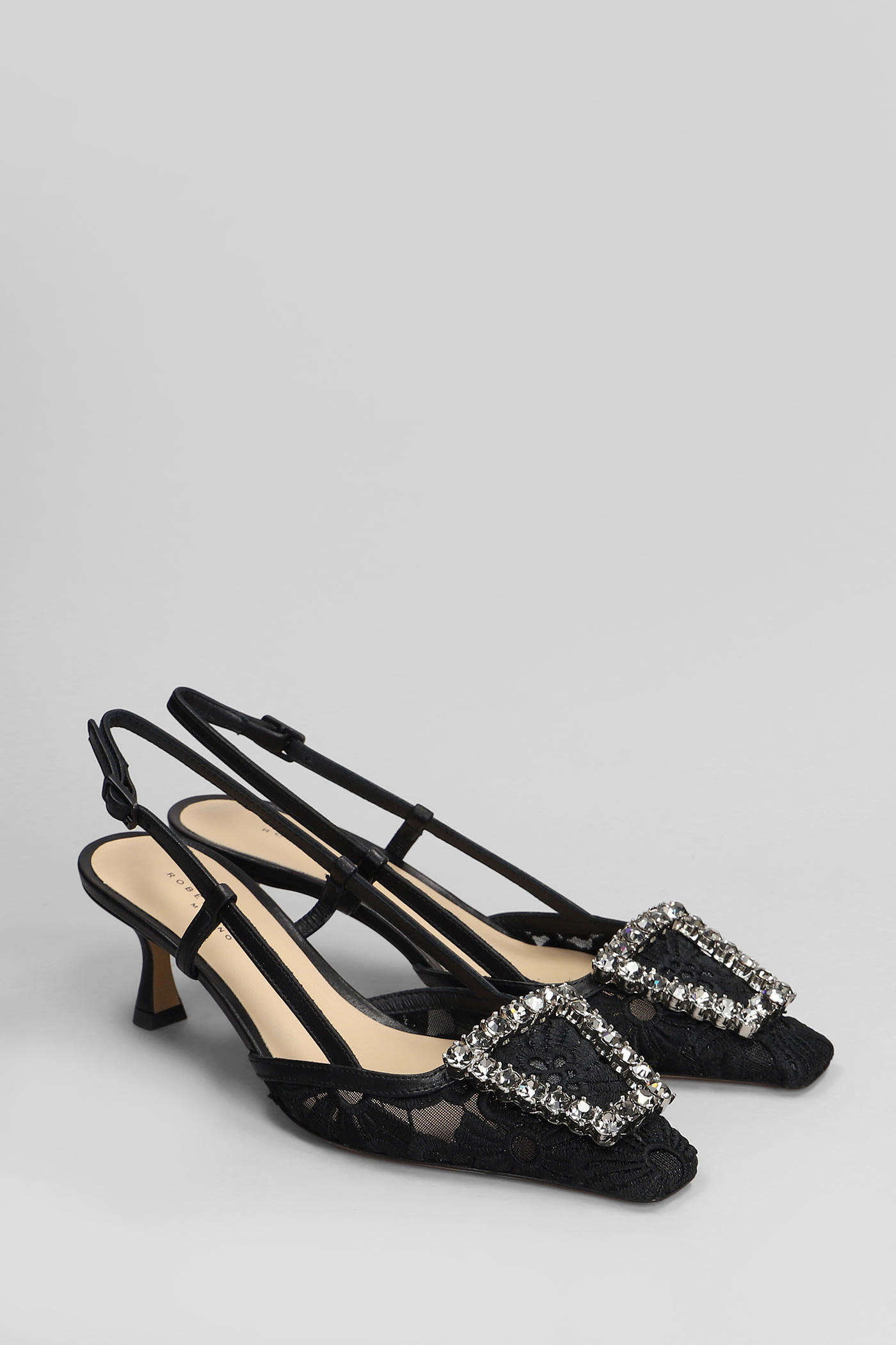 Roberto Festa Vittoria Pumps In Black Leather And Fabric In Black