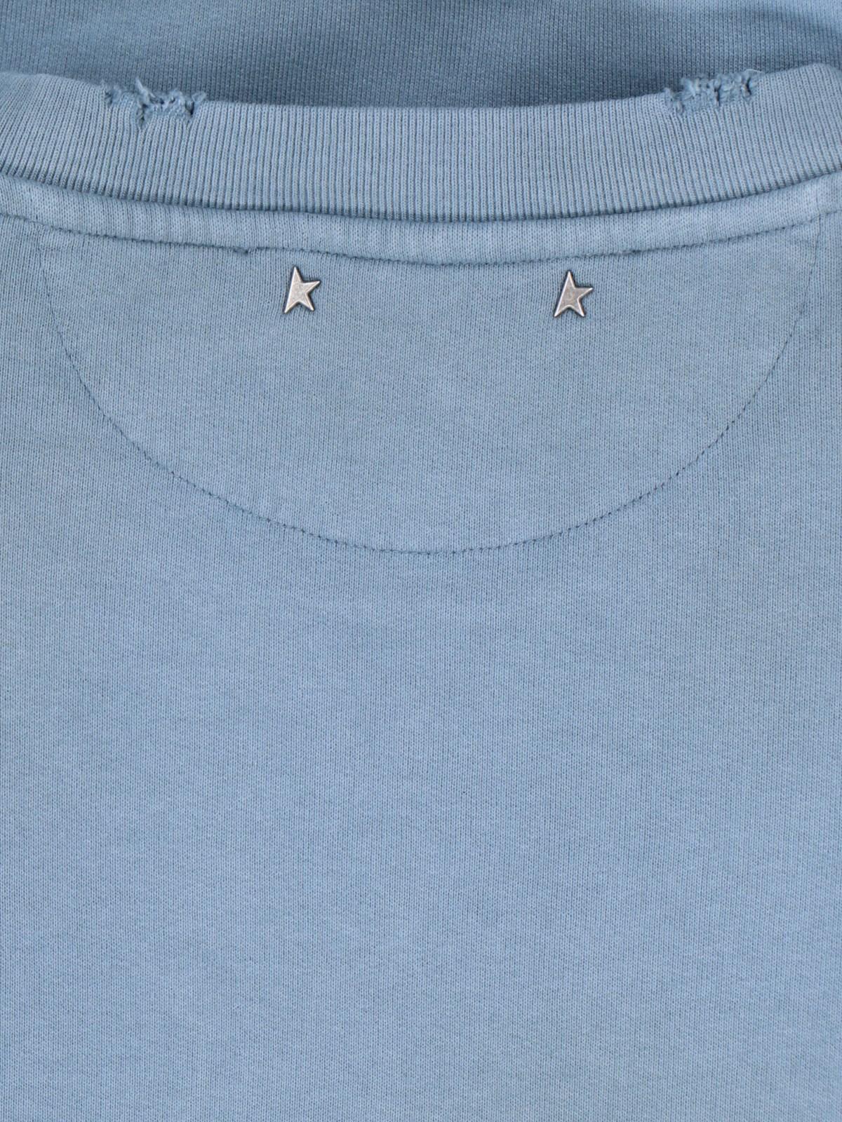 Shop Golden Goose Star Venezia Crew Neck Sweatshirt In Windwardblue/heritagewhite