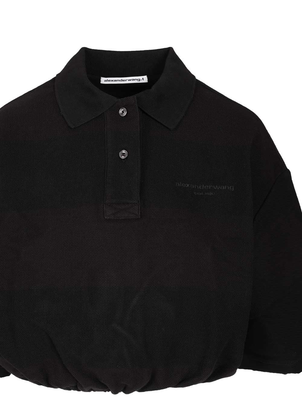 Alexander Wang T T By Alexander Wang Deconstructed Polo In Black