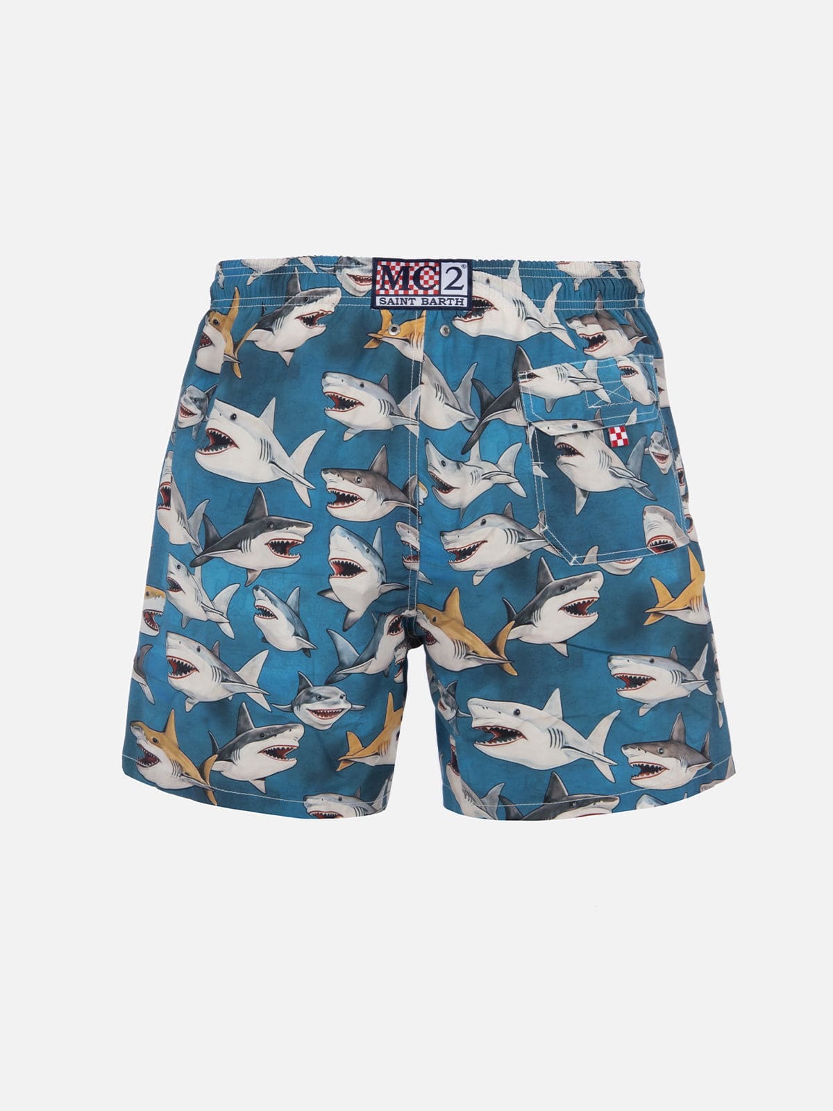Mc2 Saint Barth X Rick Dick Gustavia Sharks Swim Shorts In Green