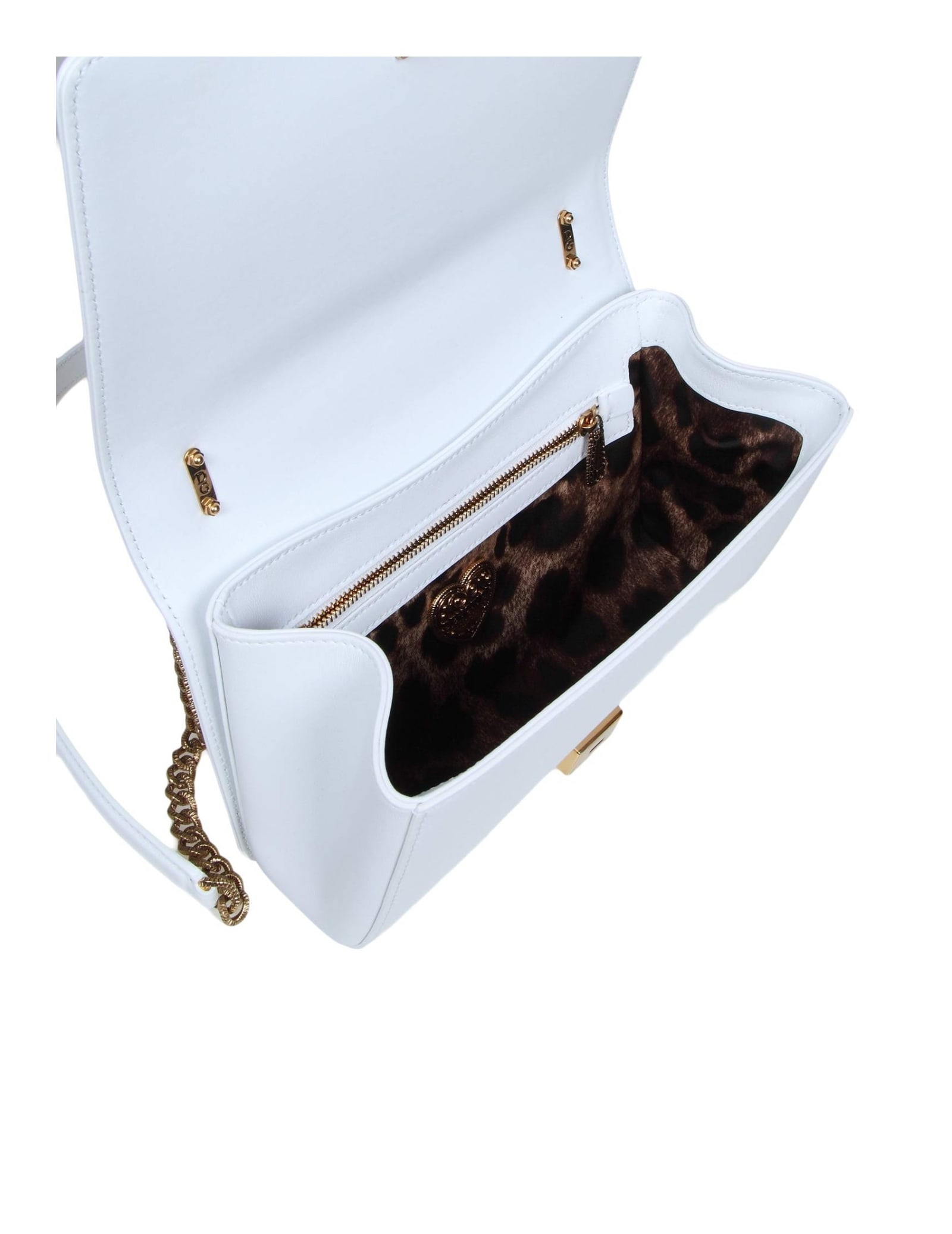Shop Dolce & Gabbana Medium Devotion Bag In Matelassé Nappa Color White In Optical White