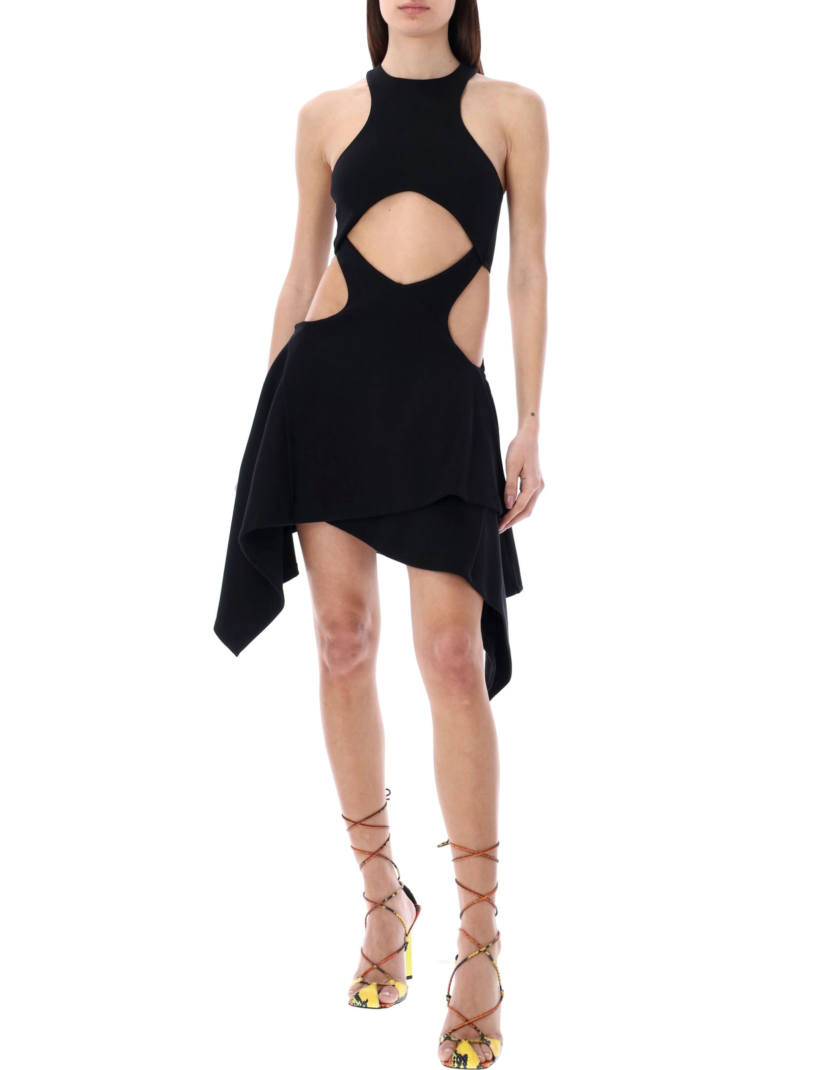Shop Attico Magnolia Mini Dress In Black