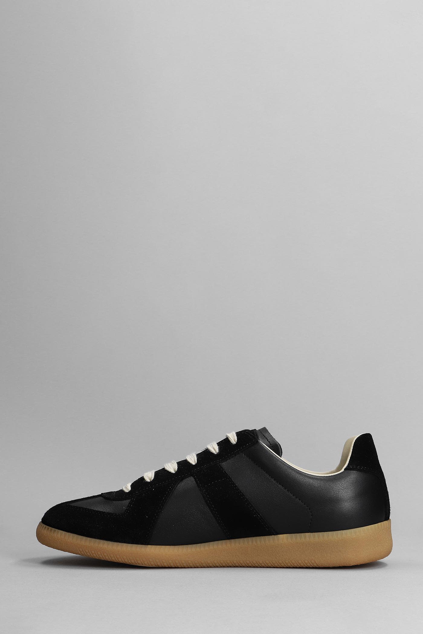 Shop Maison Margiela Sneakers In Black Suede And Leather