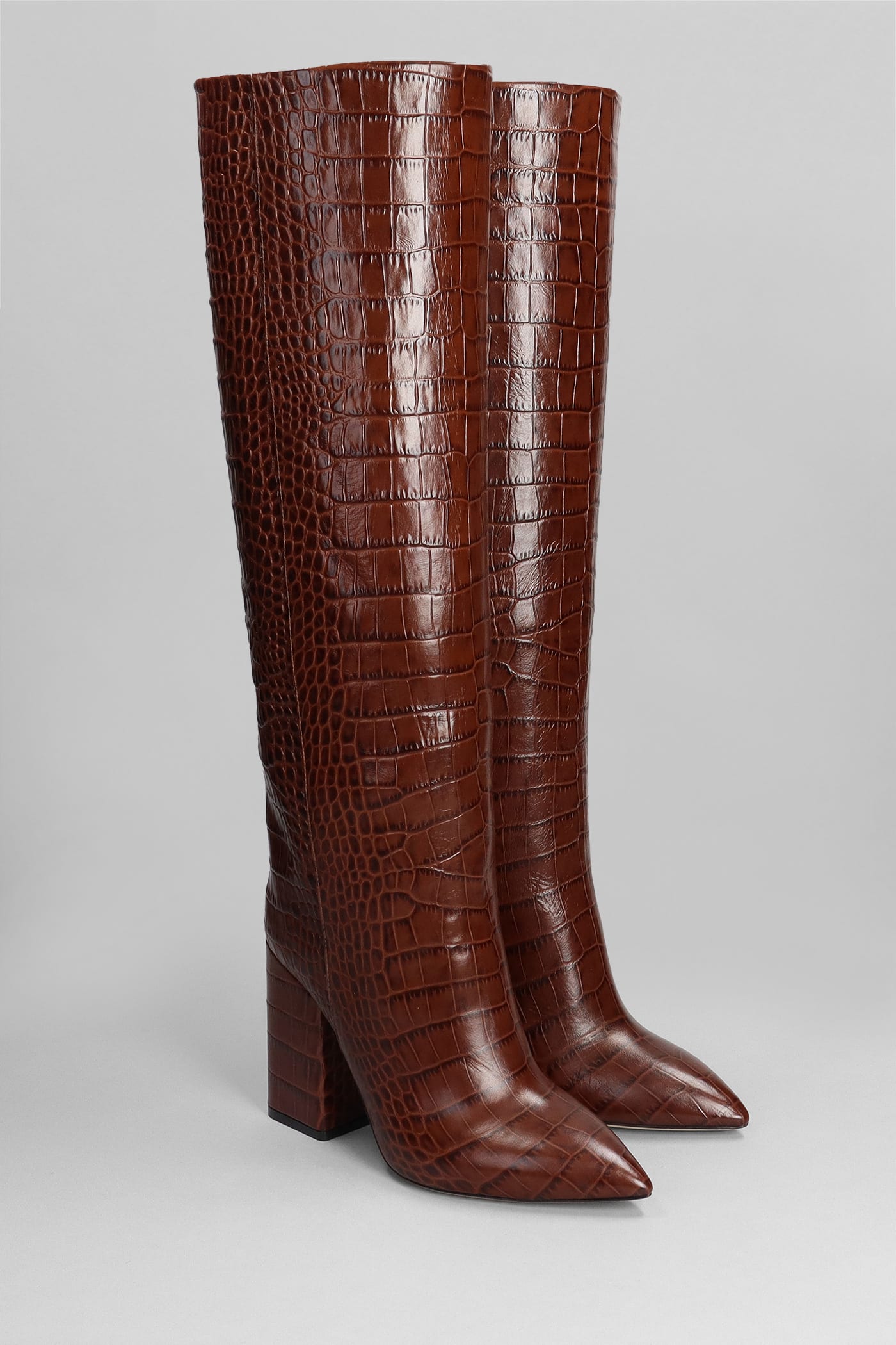 Shop Paris Texas Anja High Heels Boots In Brown Leather