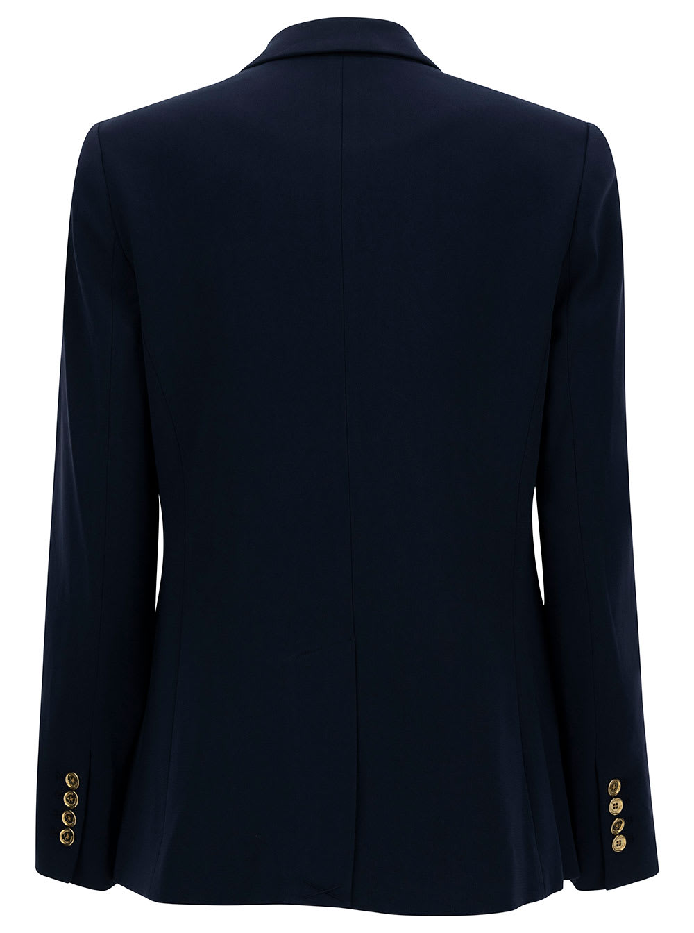 Shop Michael Kors Blue Single-breasted Jacket With Golden Buttons In Tech Fabric Woman In Midnight Blue
