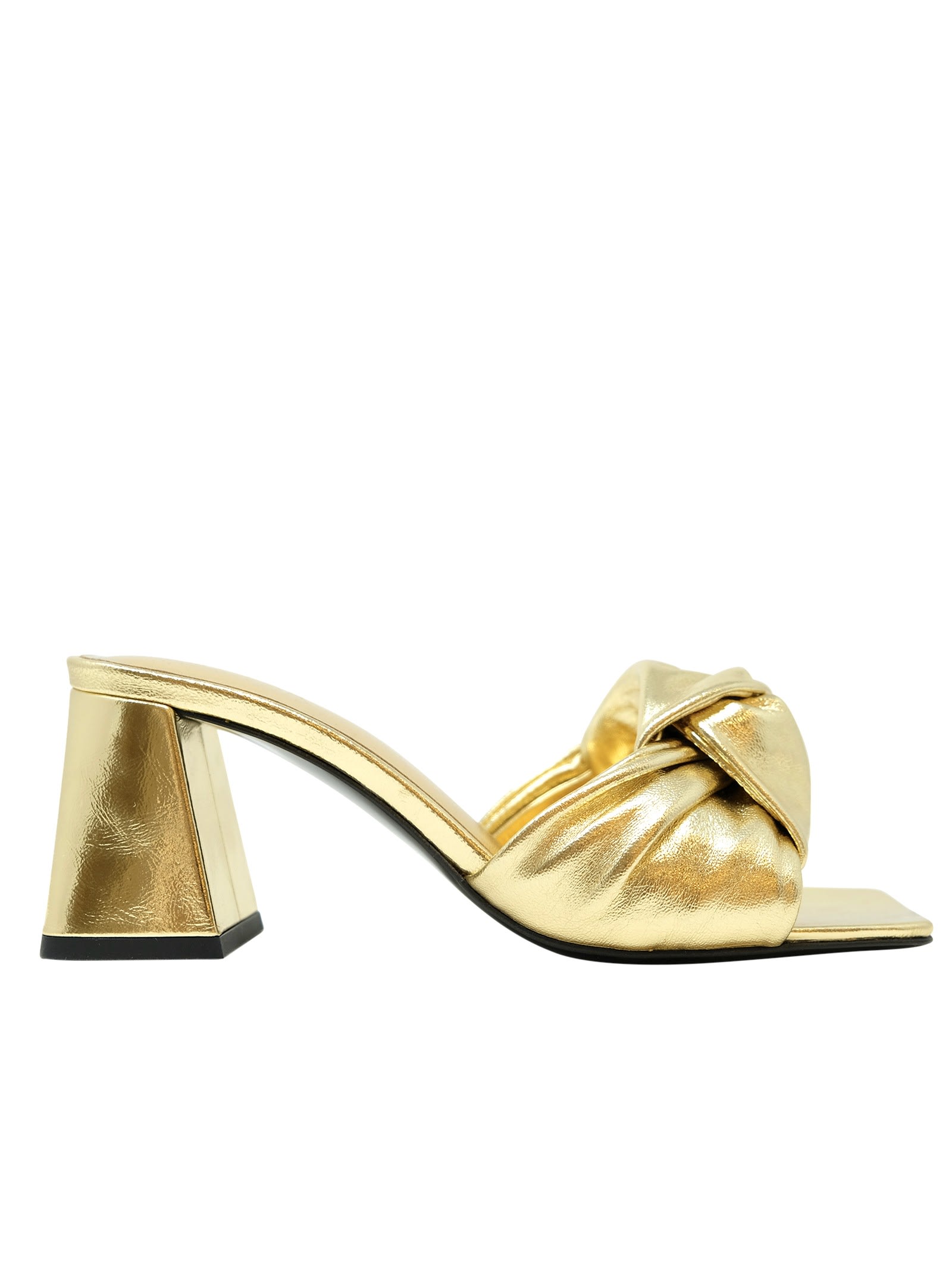 BY FAR BY FAR LAMAR GOLD METALLIC LEATHER SANDALS