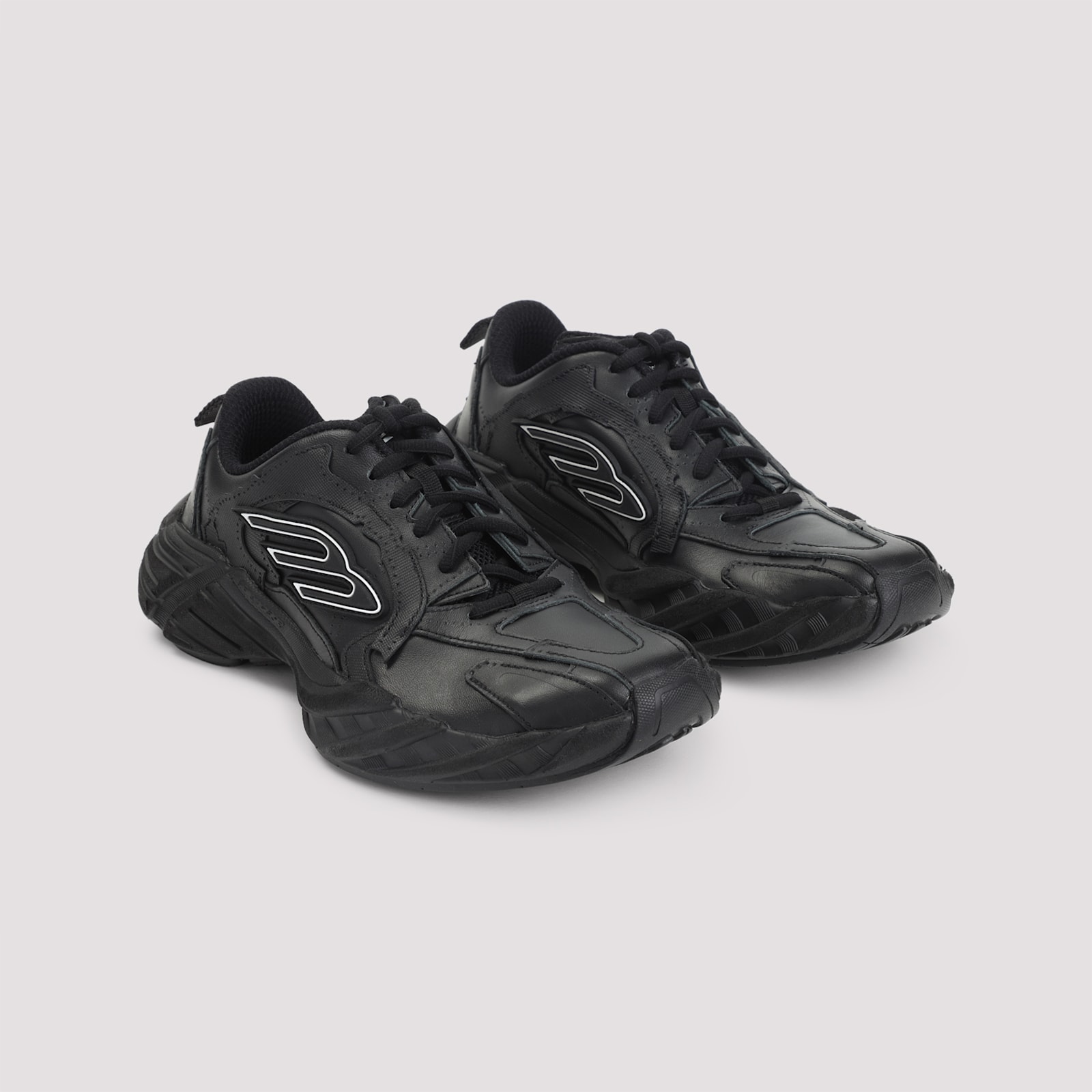 Balenciaga Monday Leather And Fabric Low-top Sneakers In Black