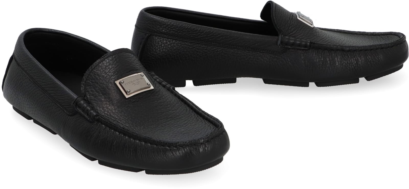 Shop Dolce & Gabbana Logo Detail Leather Loafers In Black