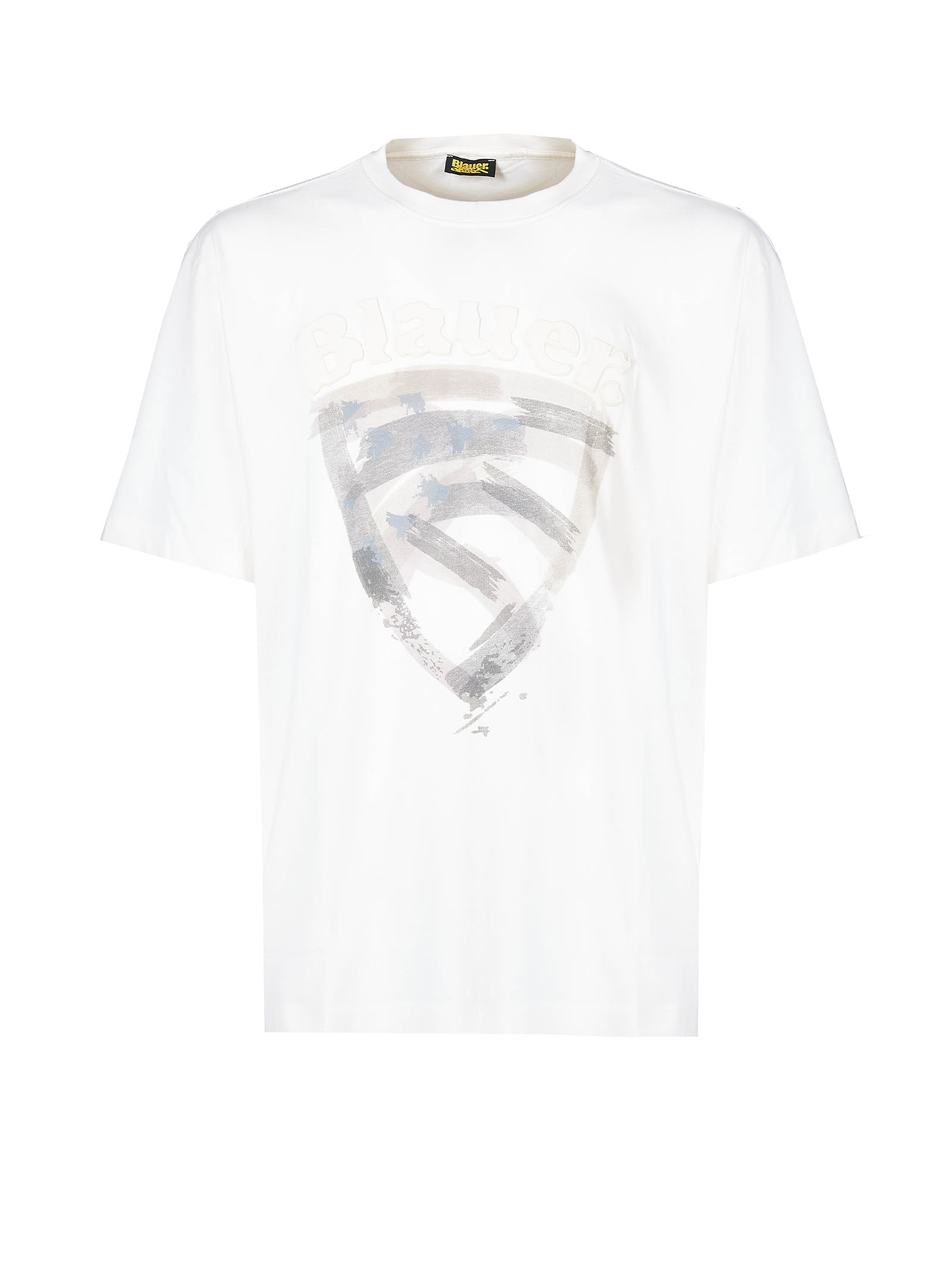Shop Blauer White Cotton T-shirt In Bianco Neve